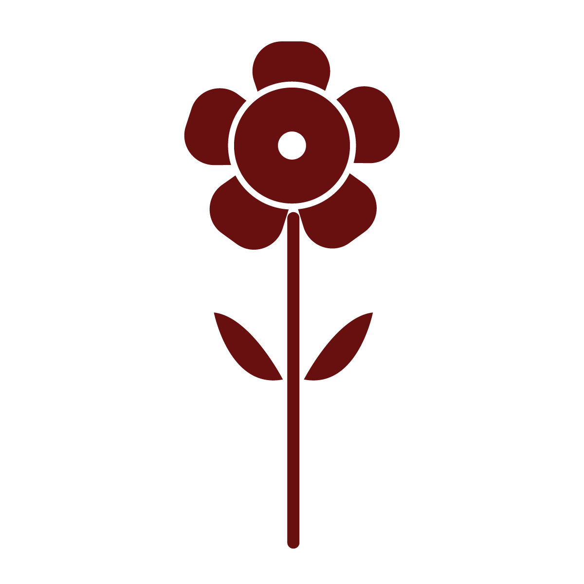 flat element illustration of simple flower with stem and leaves for natural visuals
