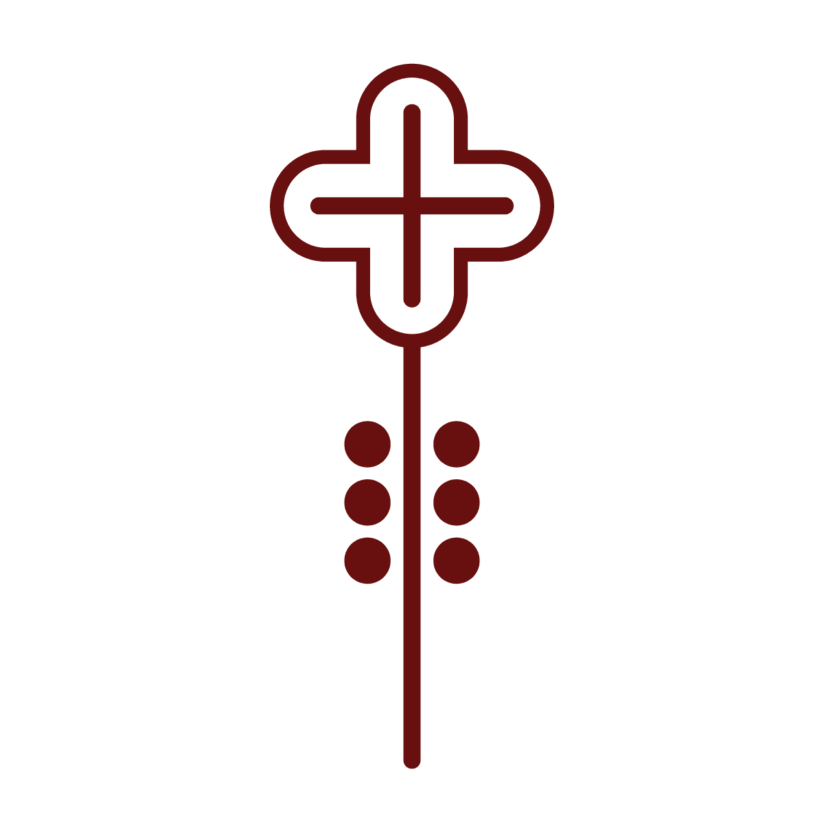 simple flat stylized element of a flower with four petals and rounded stem details