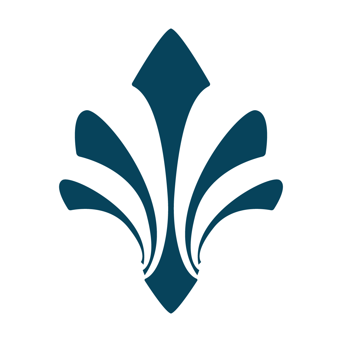 isolated stylized blue fleur-de-lis element for heraldic motif and flourish embellishment