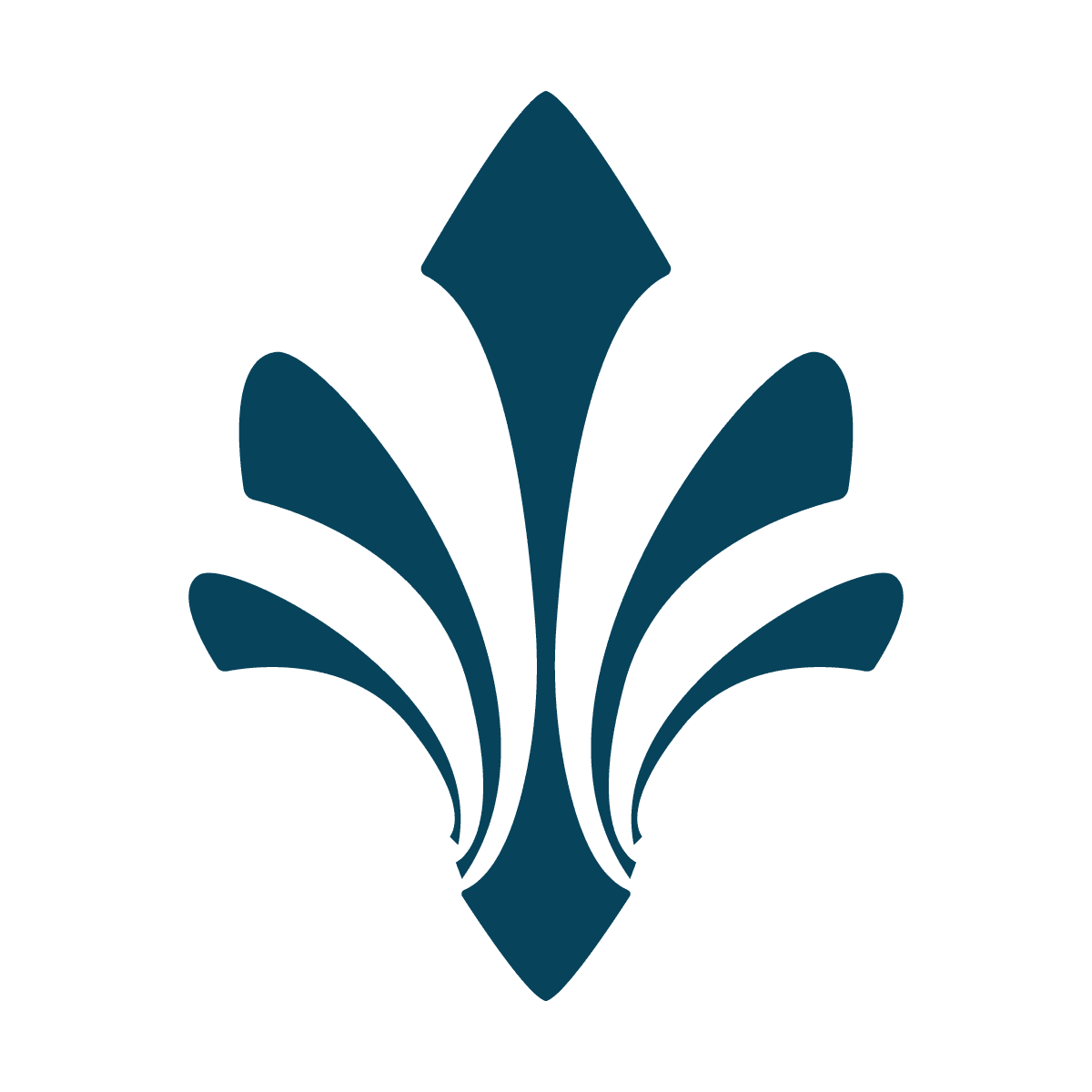 isolated stylized blue fleur-de-lis element for heraldic motif and flourish embellishment