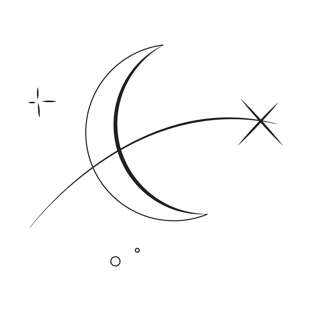 dreamy minimal line art moon and star for celestial designs