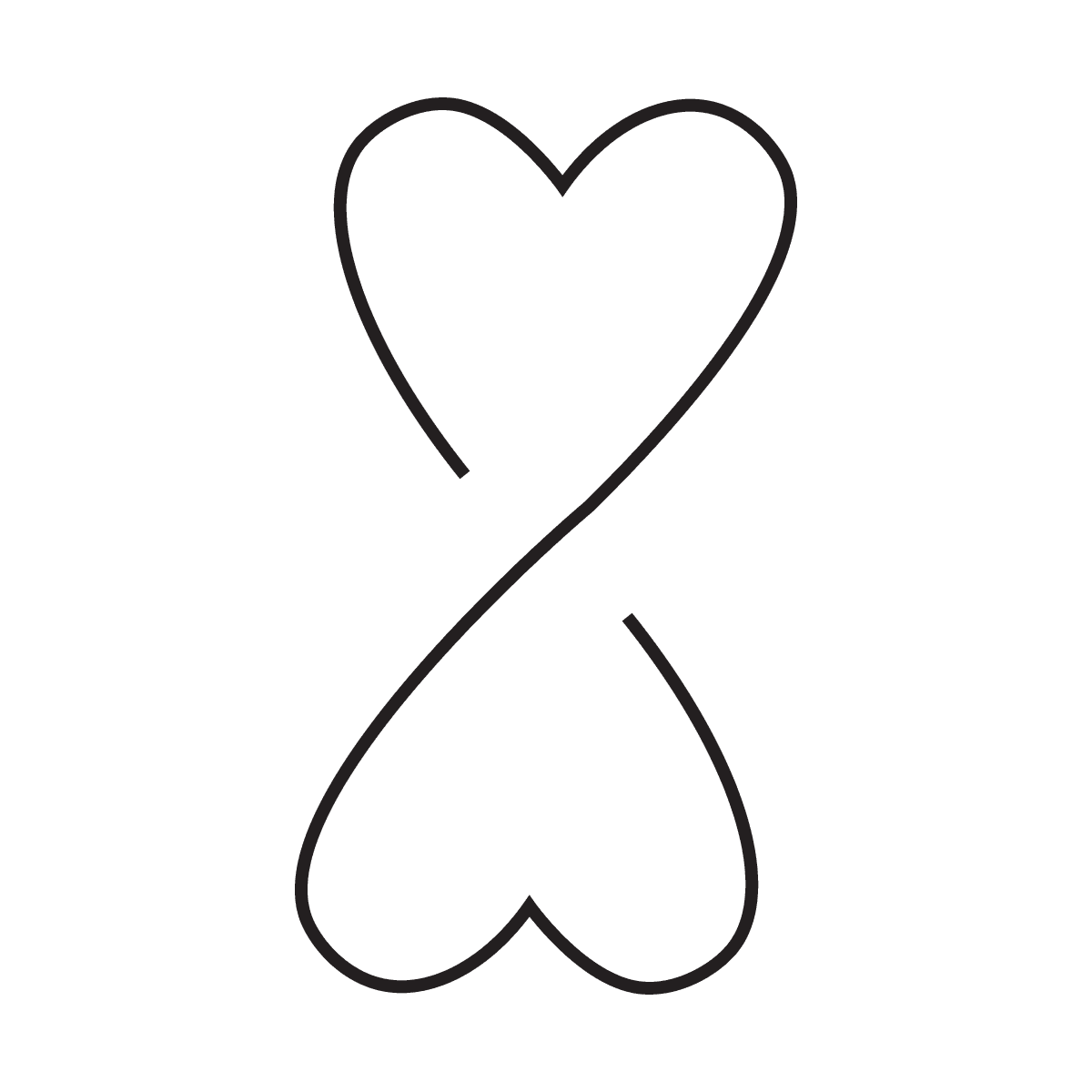 elegant minimal line art intertwined hearts symbol