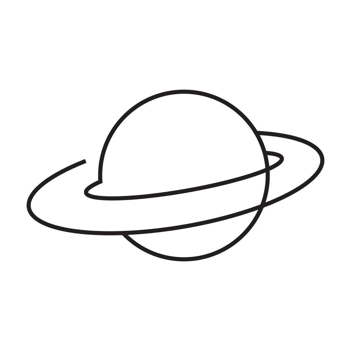 sleek minimal line art planet icon for modern tech branding