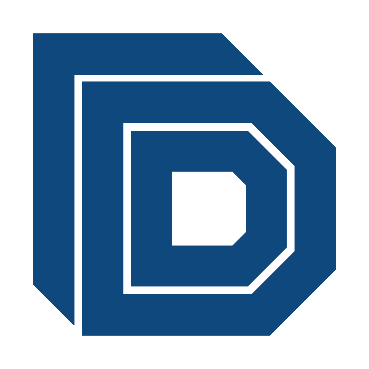 nested geometric letter d logo blue and white for corporate brand identity and modern application