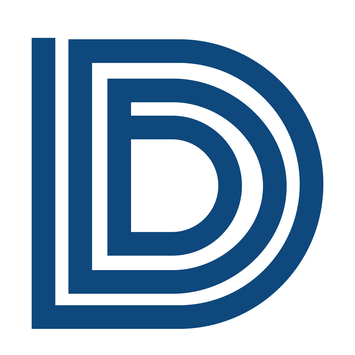 outlined layered letter d logo blue for modern corporate identity and brand recognition