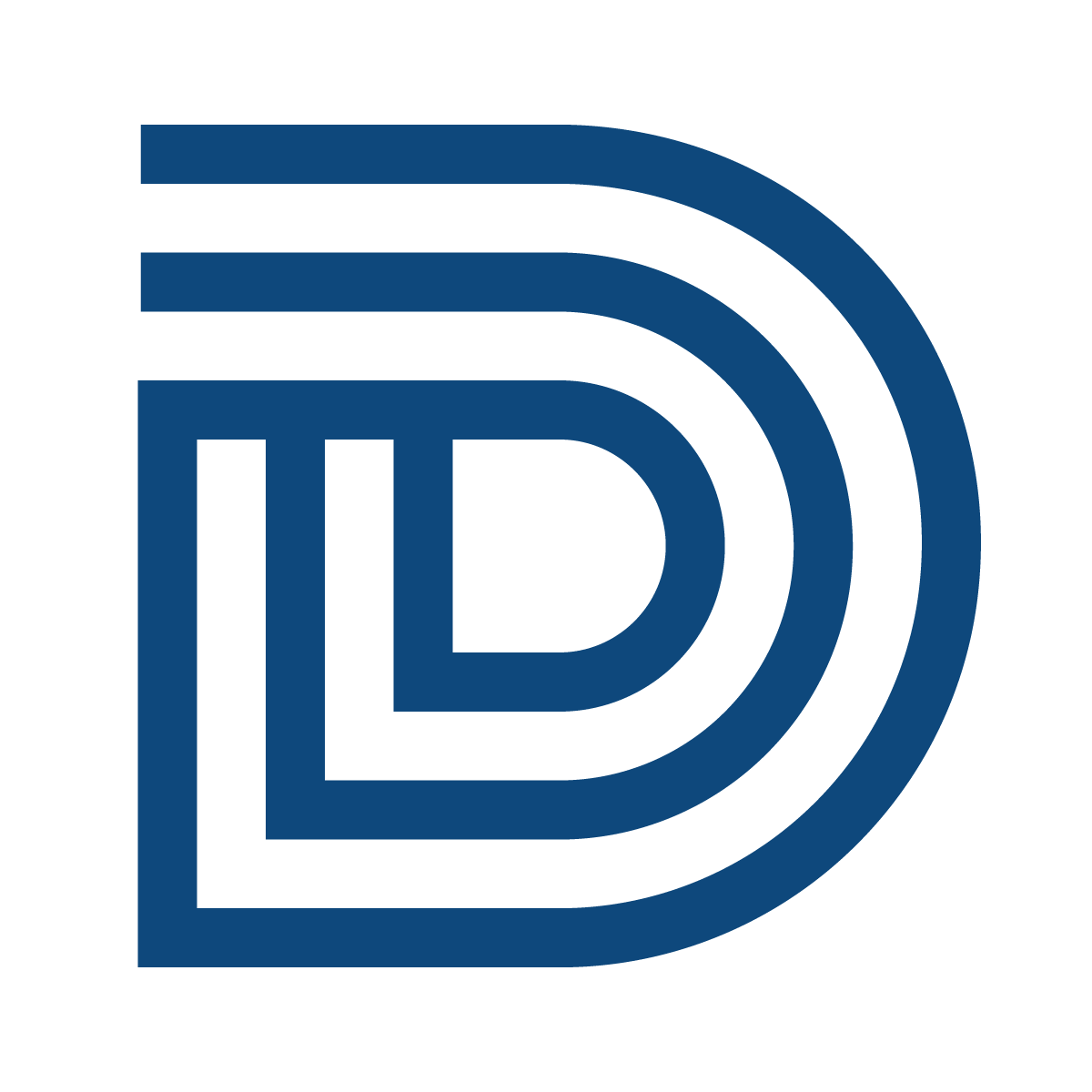 layered line letter d logo blue white for destro acabamentos brand identity and modern interiors.