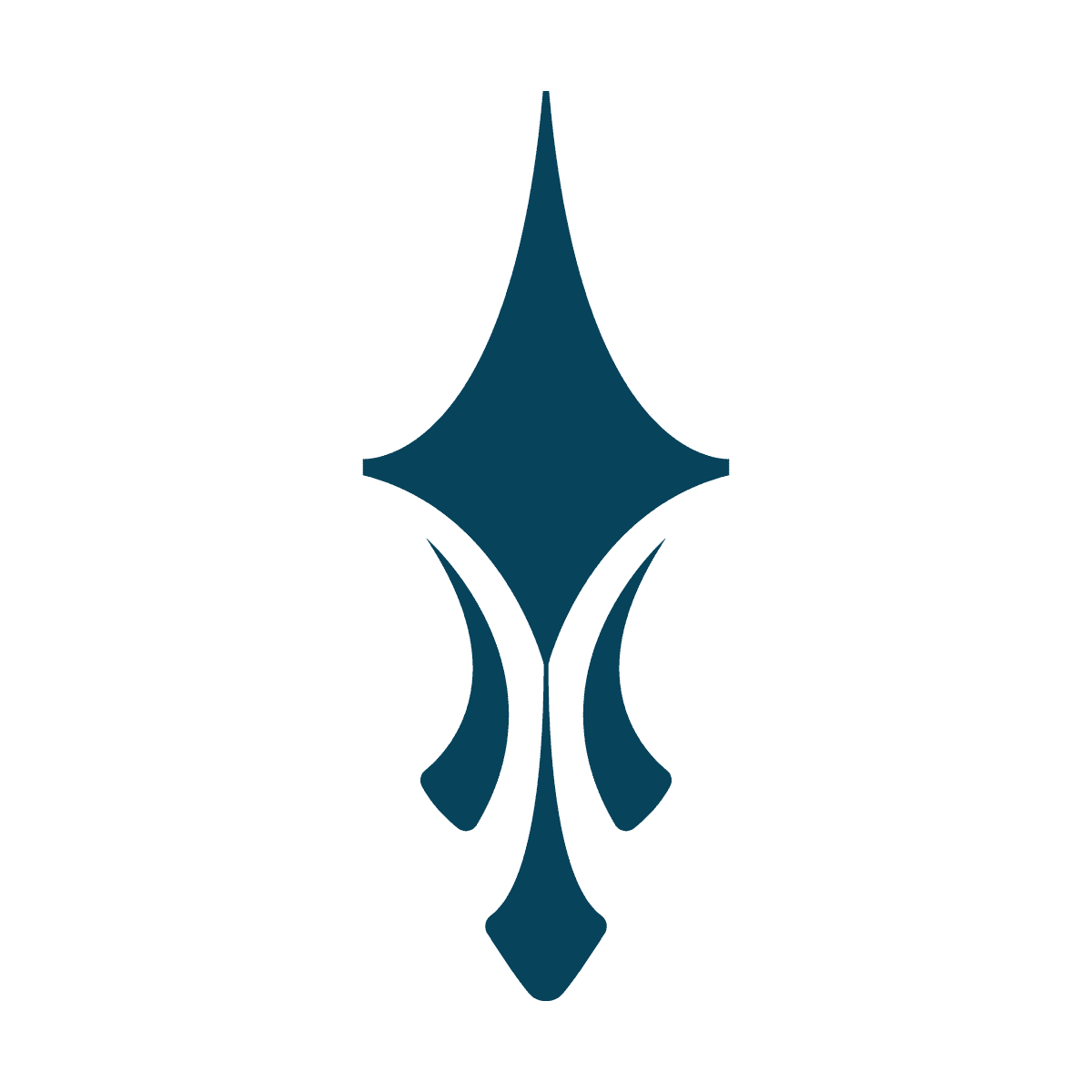 isolated vertical stylized blue pointed element for ornamental flourish and decorative layouts
