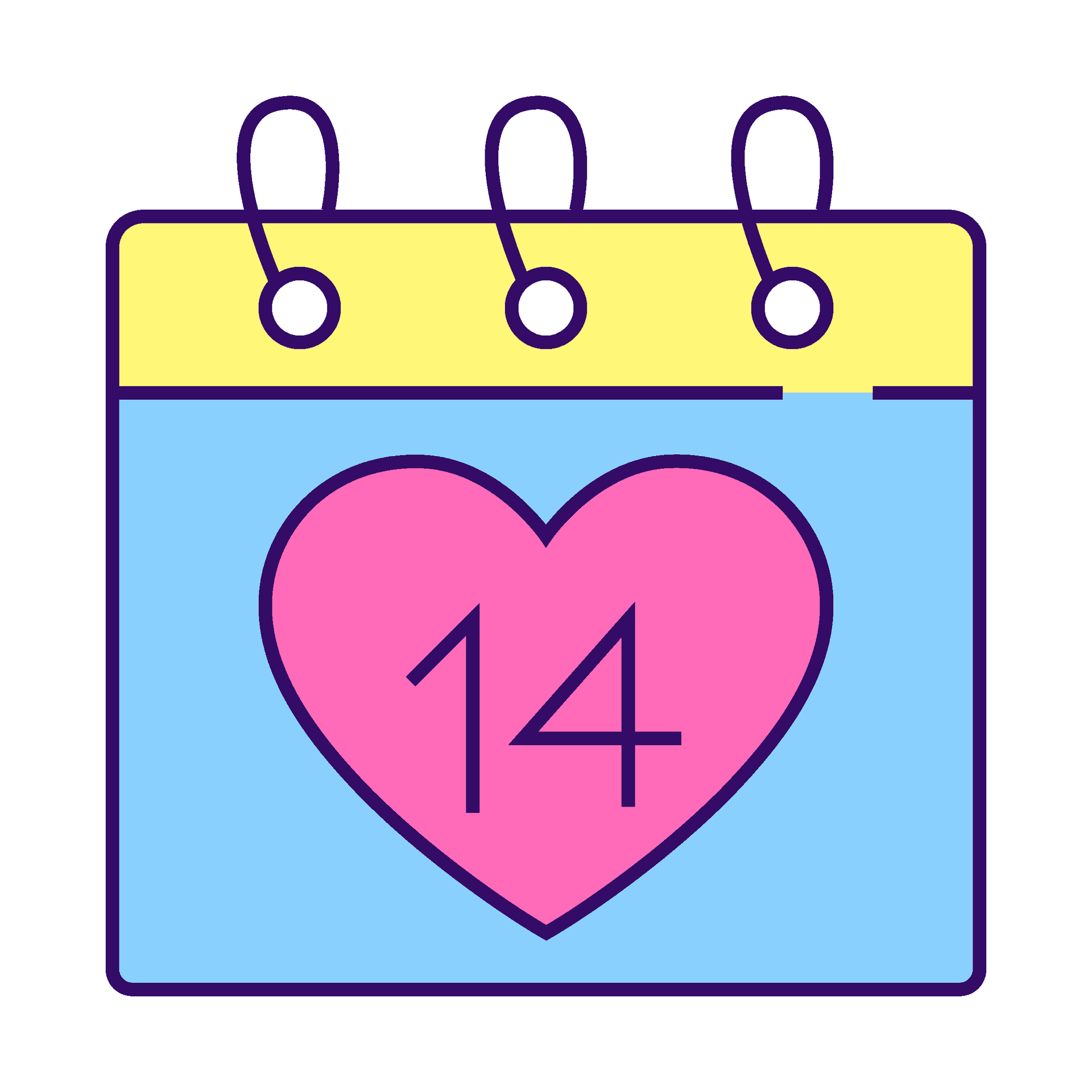 cute geometric valentine's day calendar icon with heart