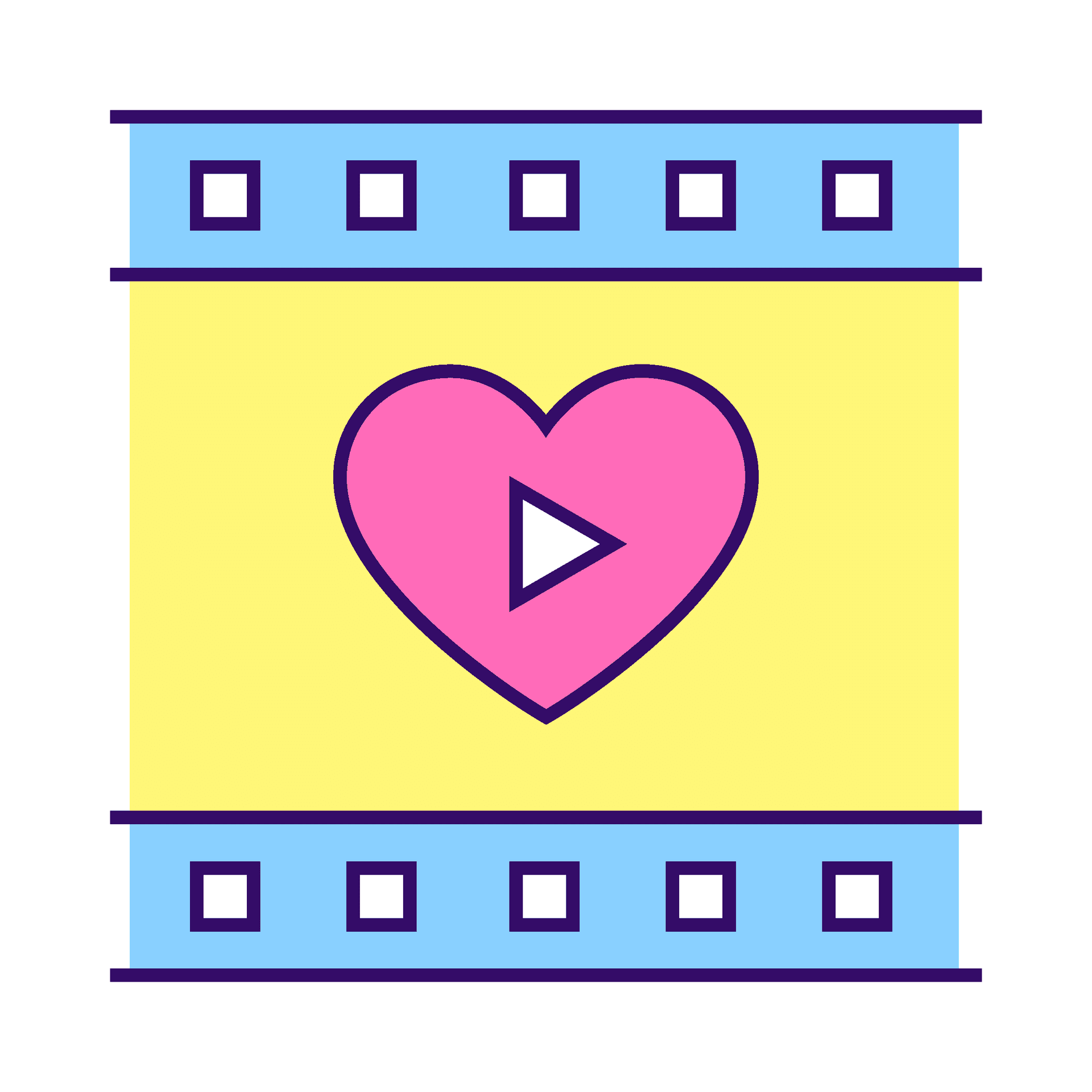 playful vibrant film strip icon for love video content