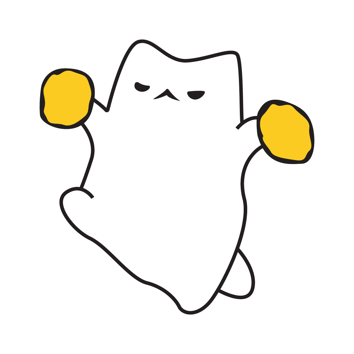 quirky minimal grumpy cat illustration with vibrant yellow accents