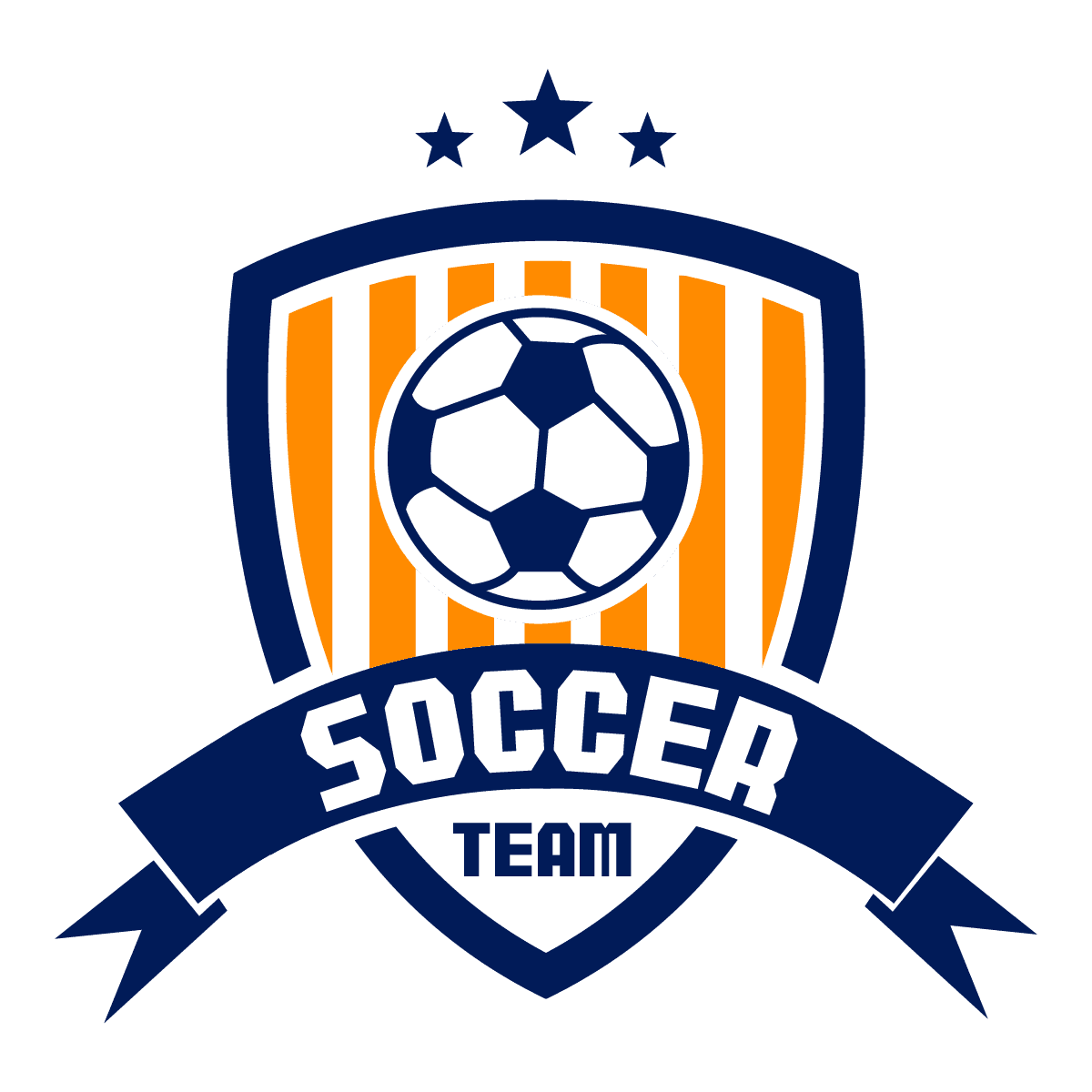 dynamic soccer team logo with bold stripes banner