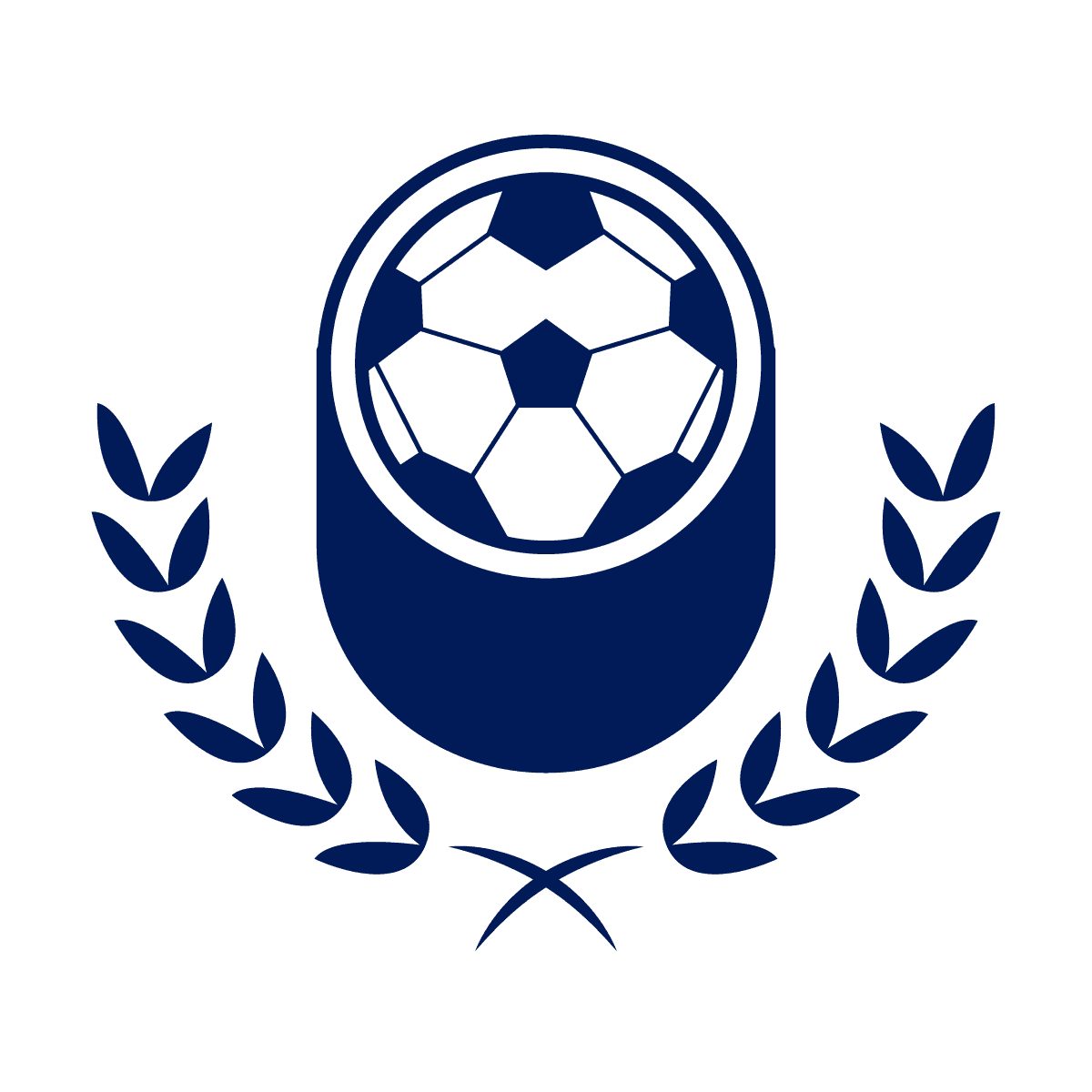 classic monochrome soccer emblem logo with laurel wreath design