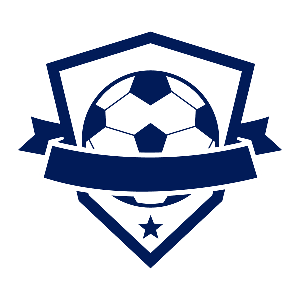 bold geometric soccer emblem in monochrome blue for sports teams