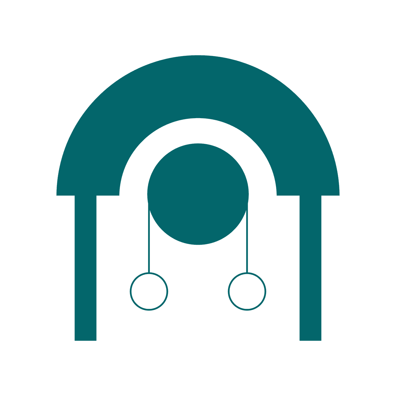 minimalist abstract illustration of a balanced pendulum with geometric shapes