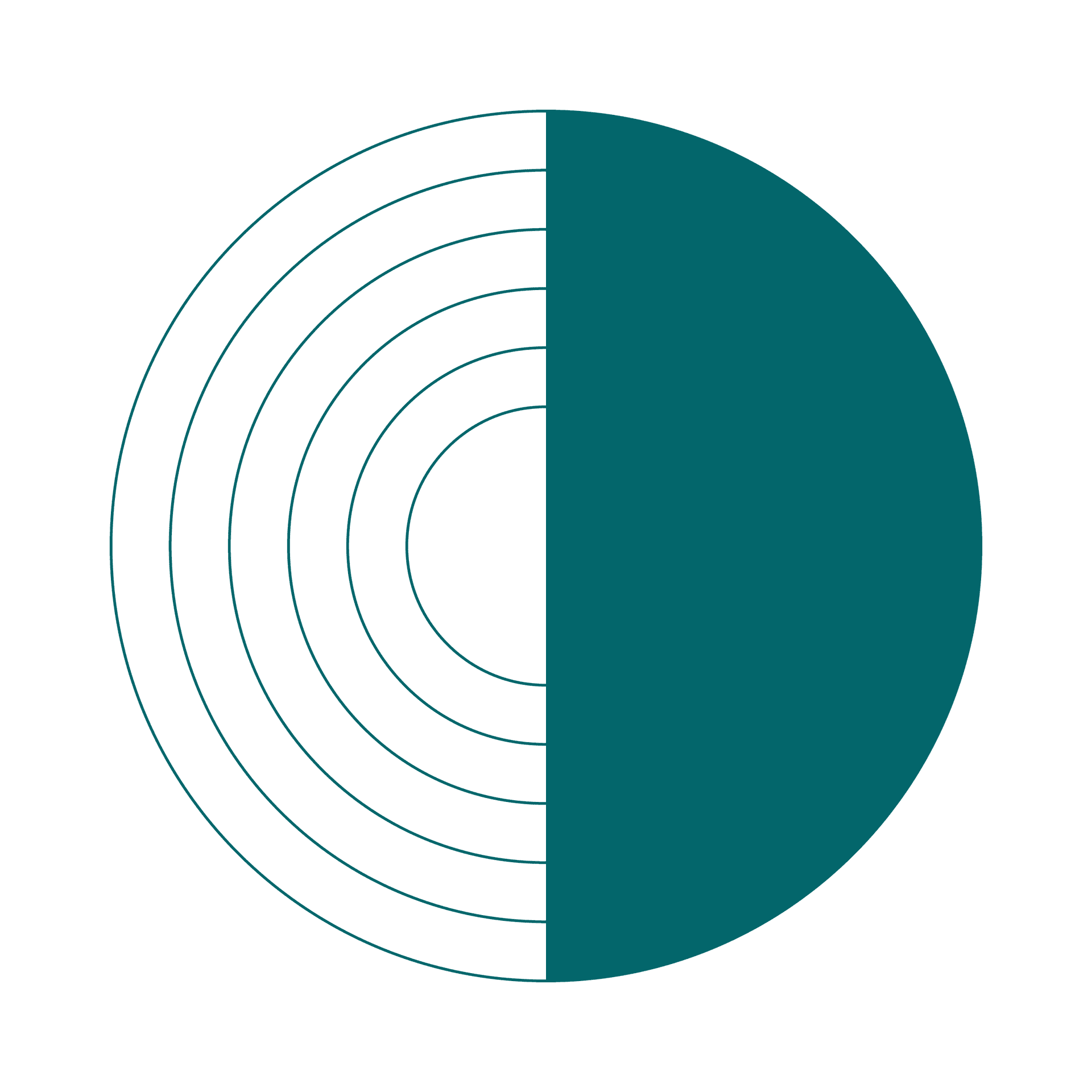 abstract teal circle illustration with solid and concentric semi-circles