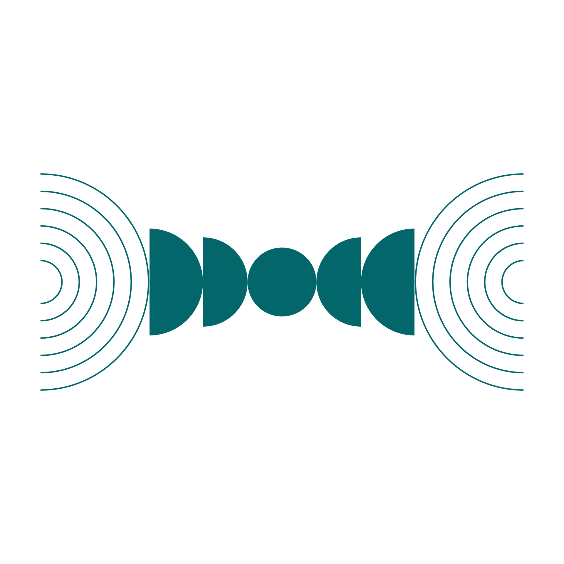 teal geometric shapes forming a symmetrical abstract connection symbol for modern interfaces