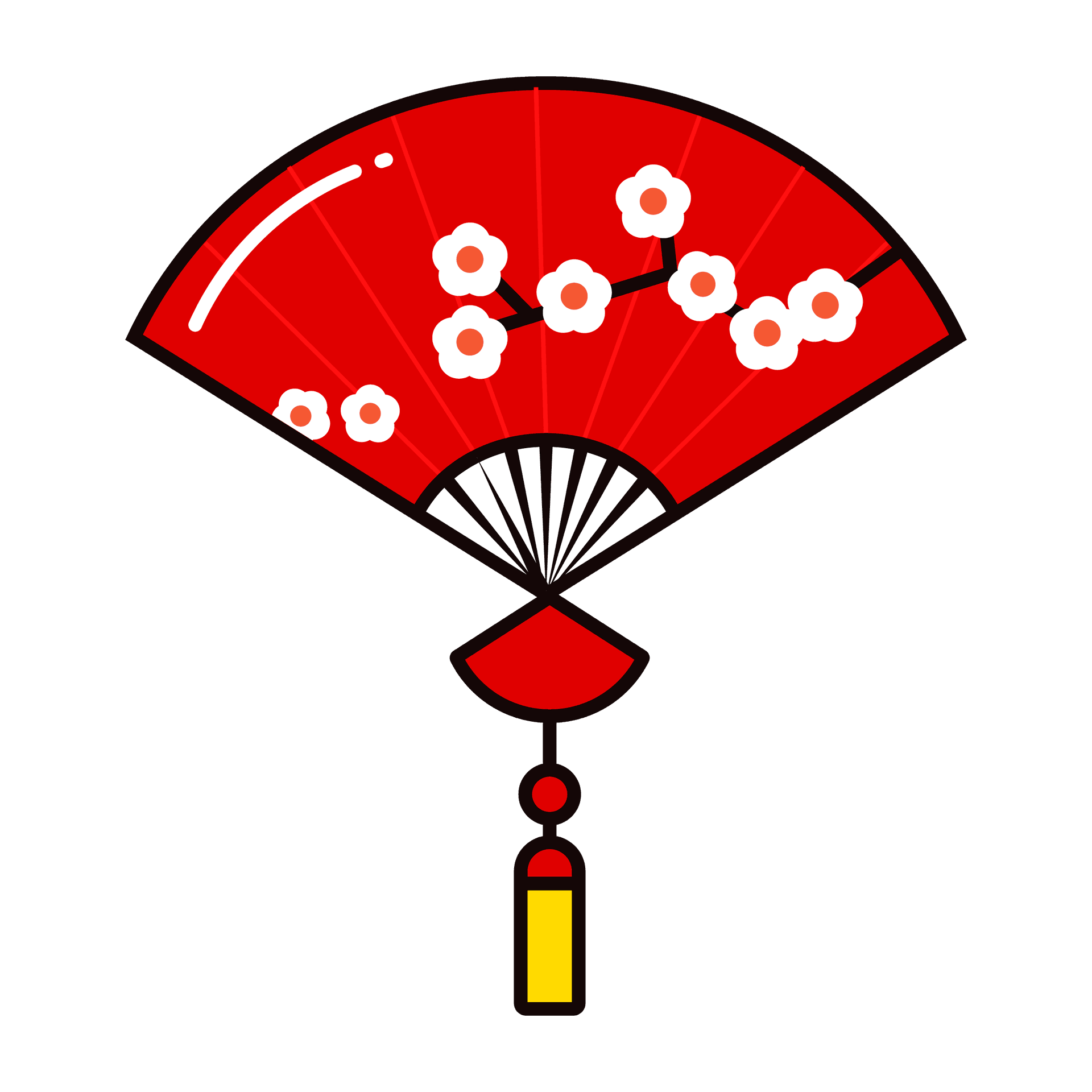 red fan icon with floral design