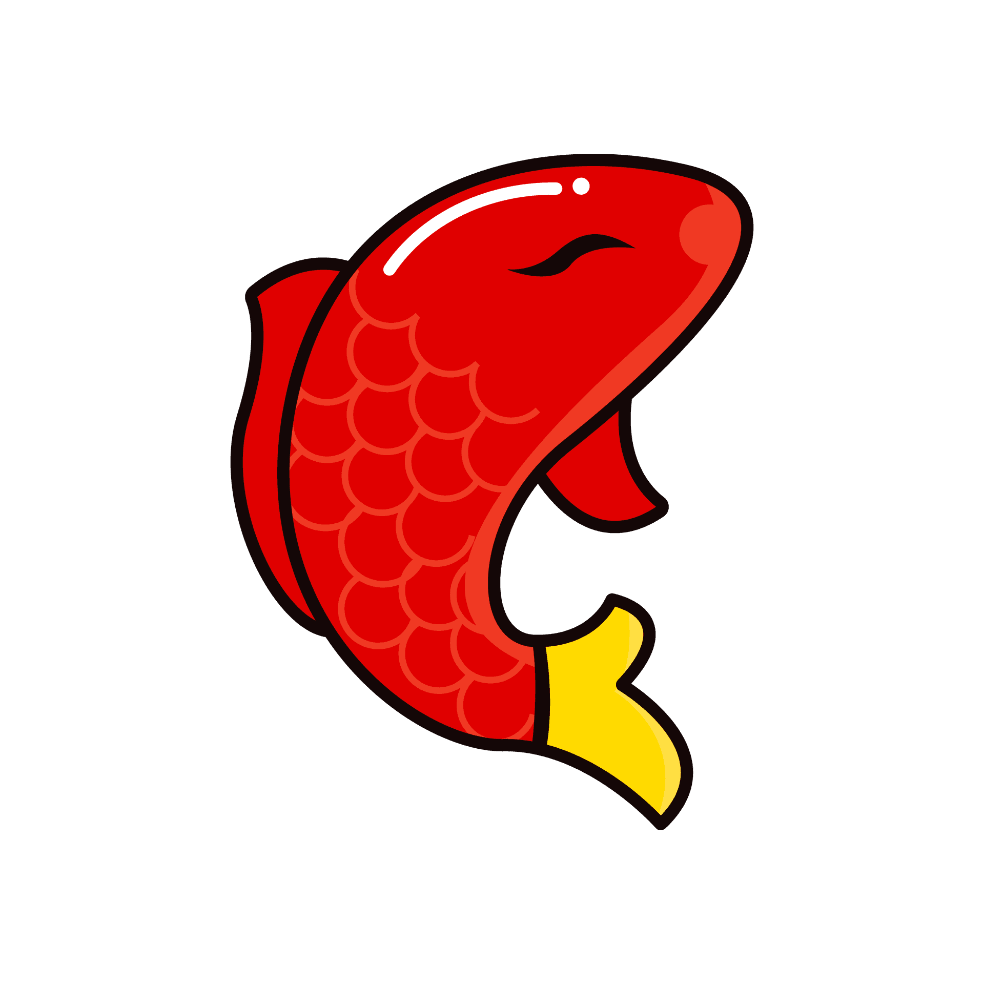 playful red koi fish icon design
