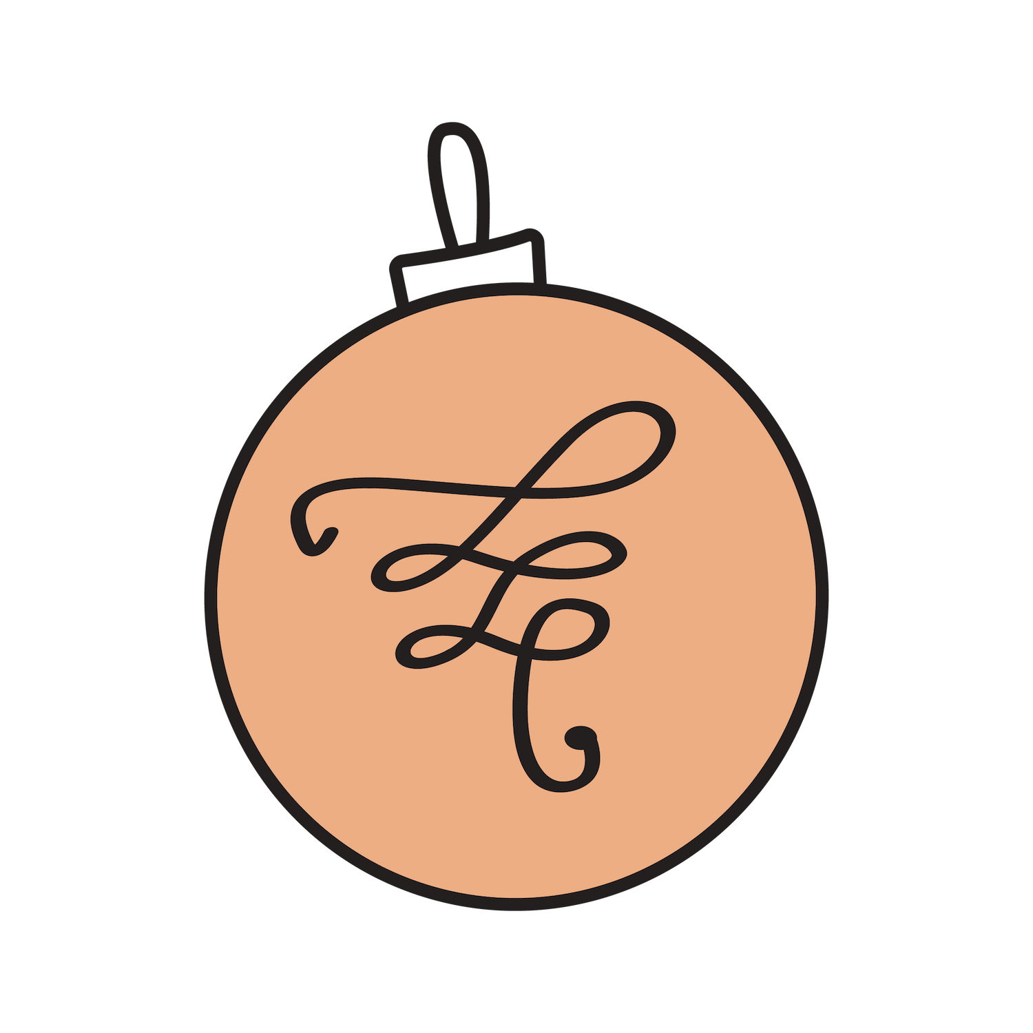 christmas ornament doodle with elegant script and minimalist style