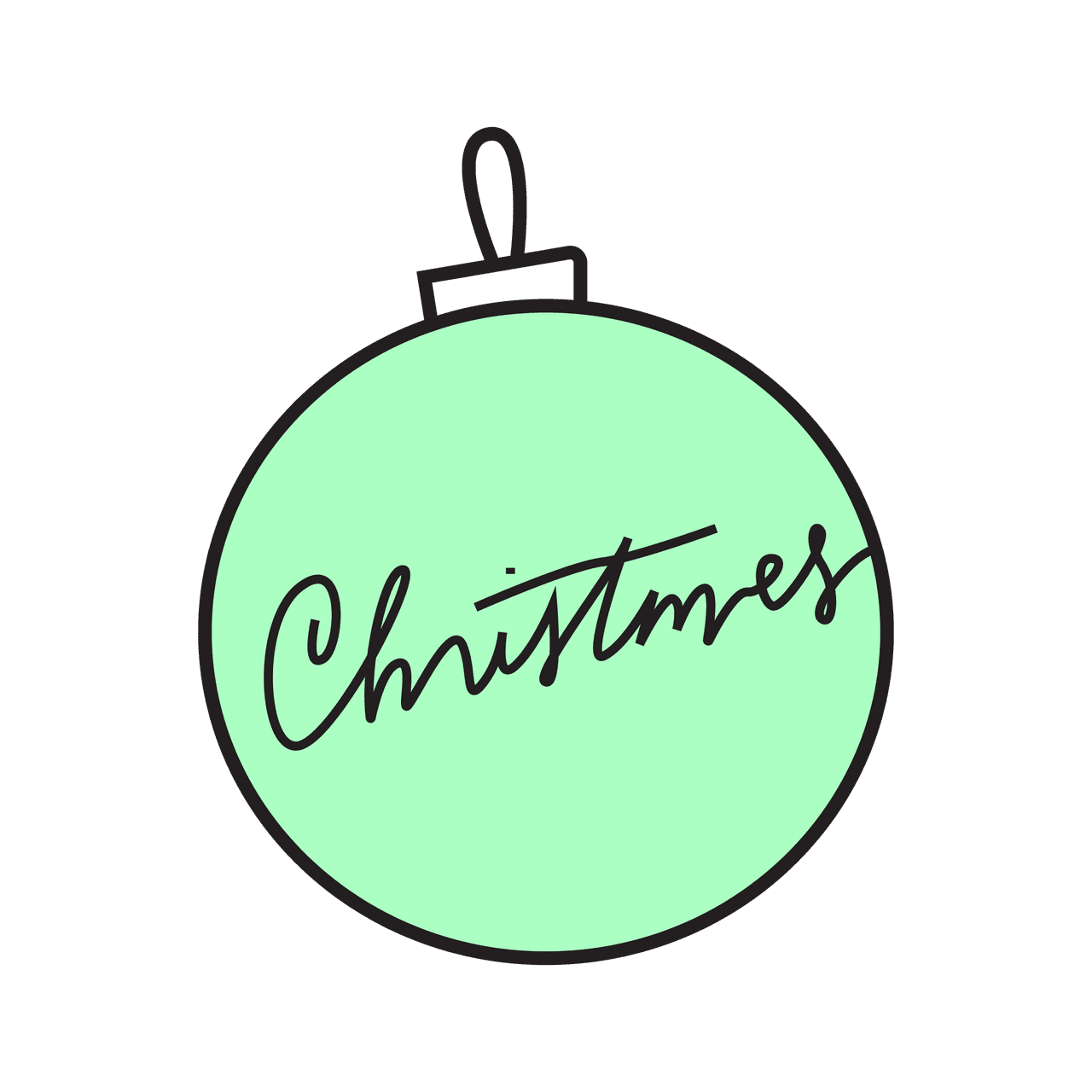 christmas ornament icon in minimalist style with hand-lettered script