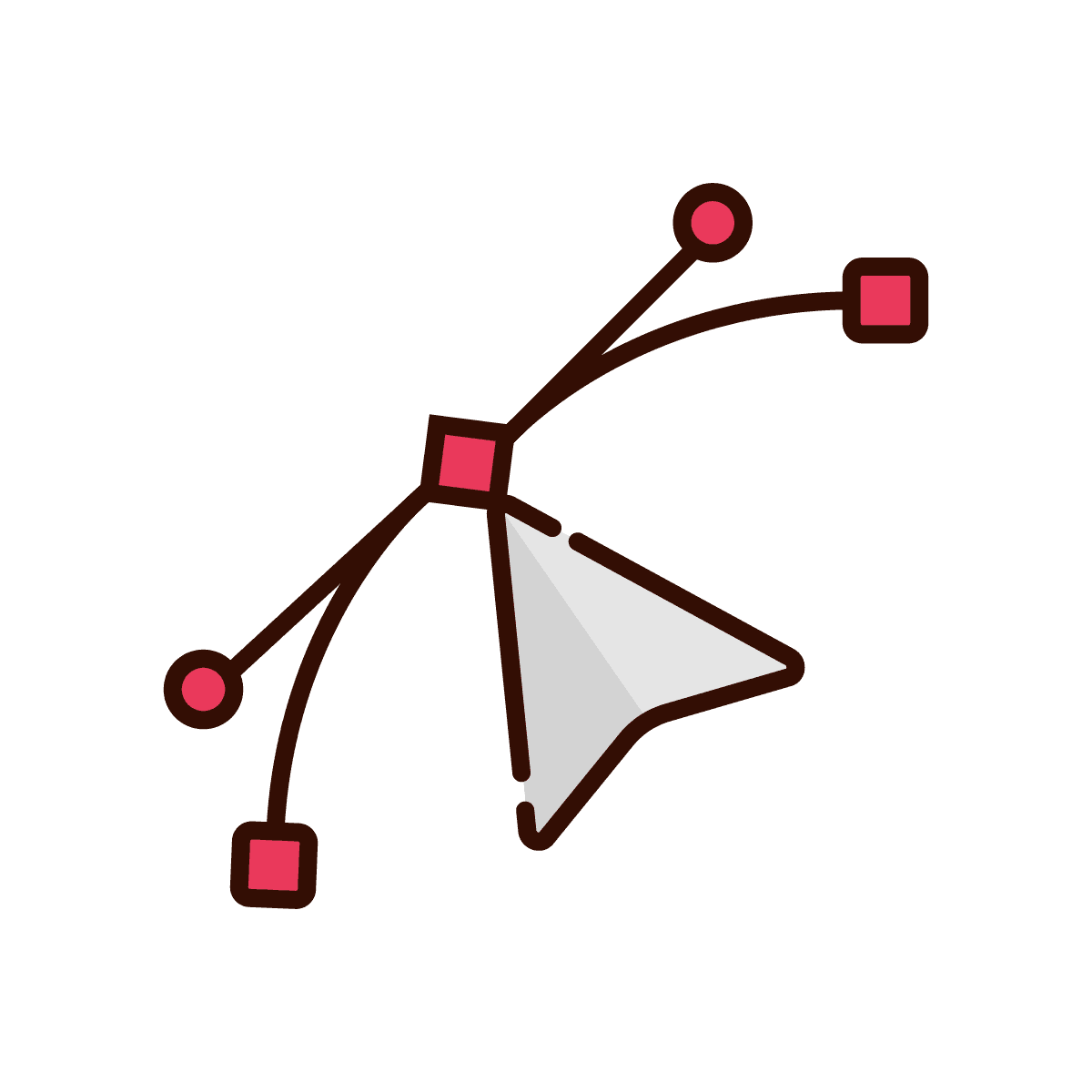minimal line art bezier curve icon for graphic design tools