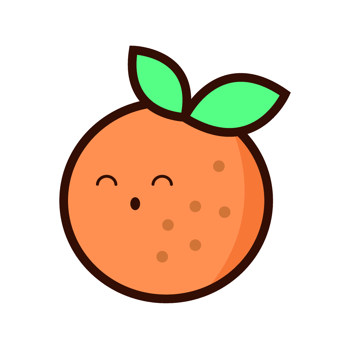 cute minimal line art orange icon with a cheerful kawaii face