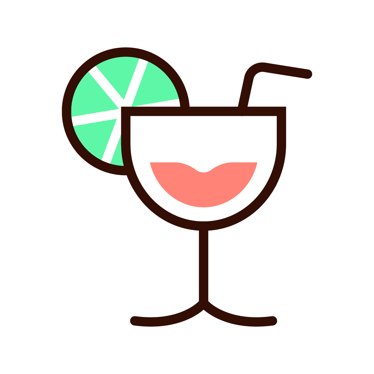 vibrant minimal line art cocktail icon for refreshing summer drinks