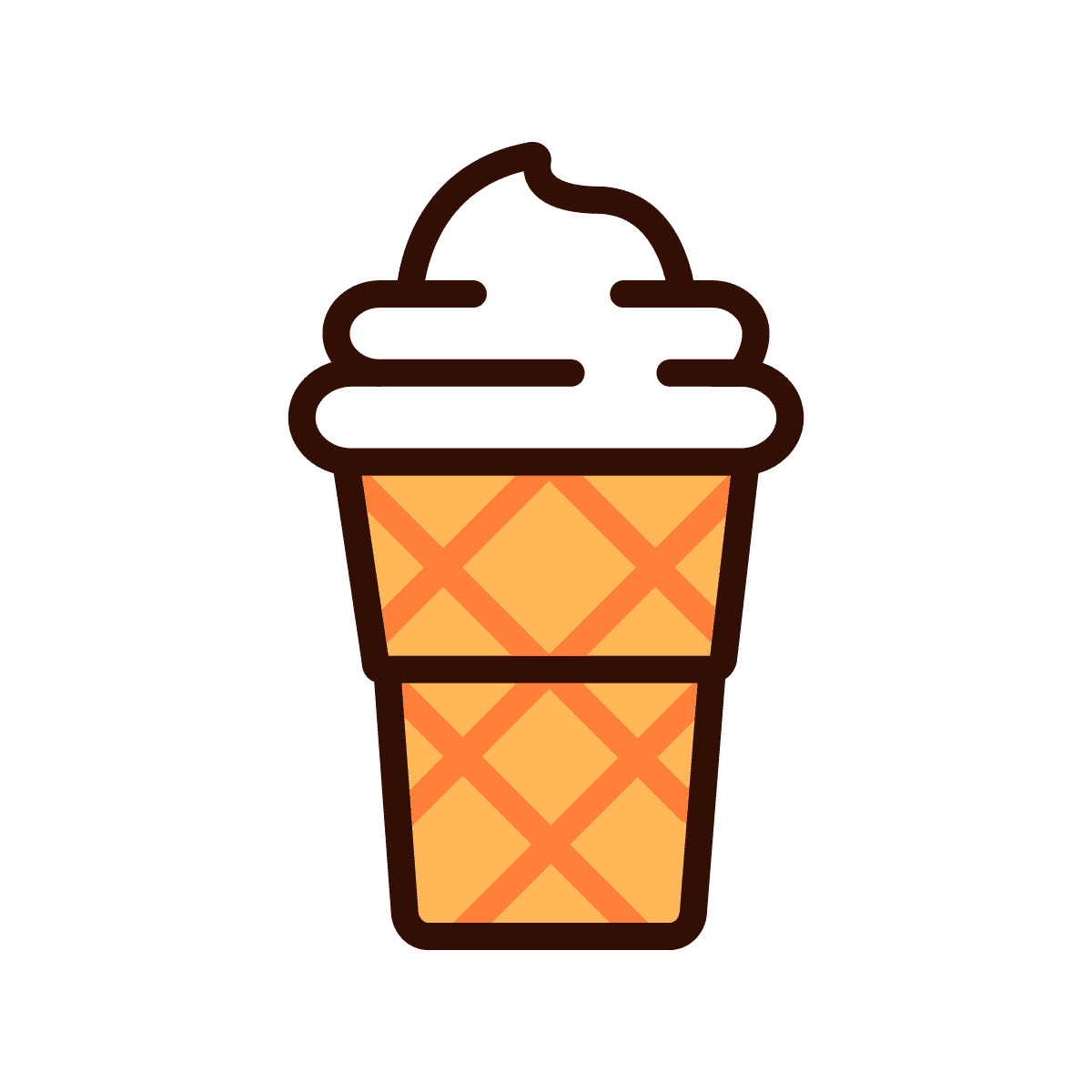 minimal cute line art ice cream cone icon for food branding