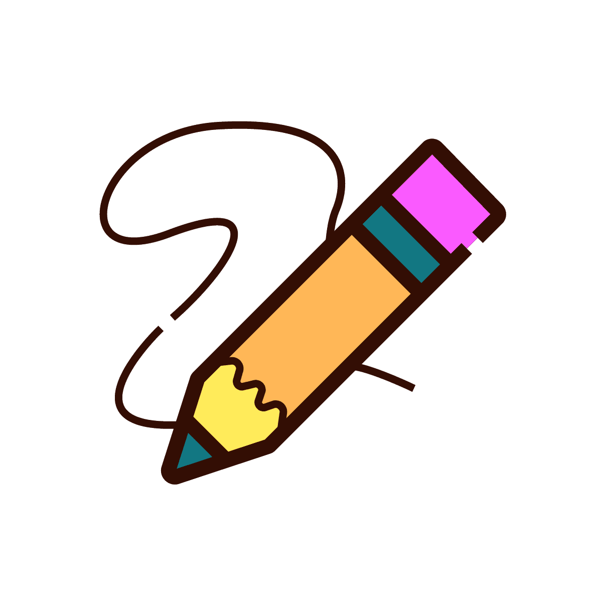 cheerful line art pencil icon for creative education projects