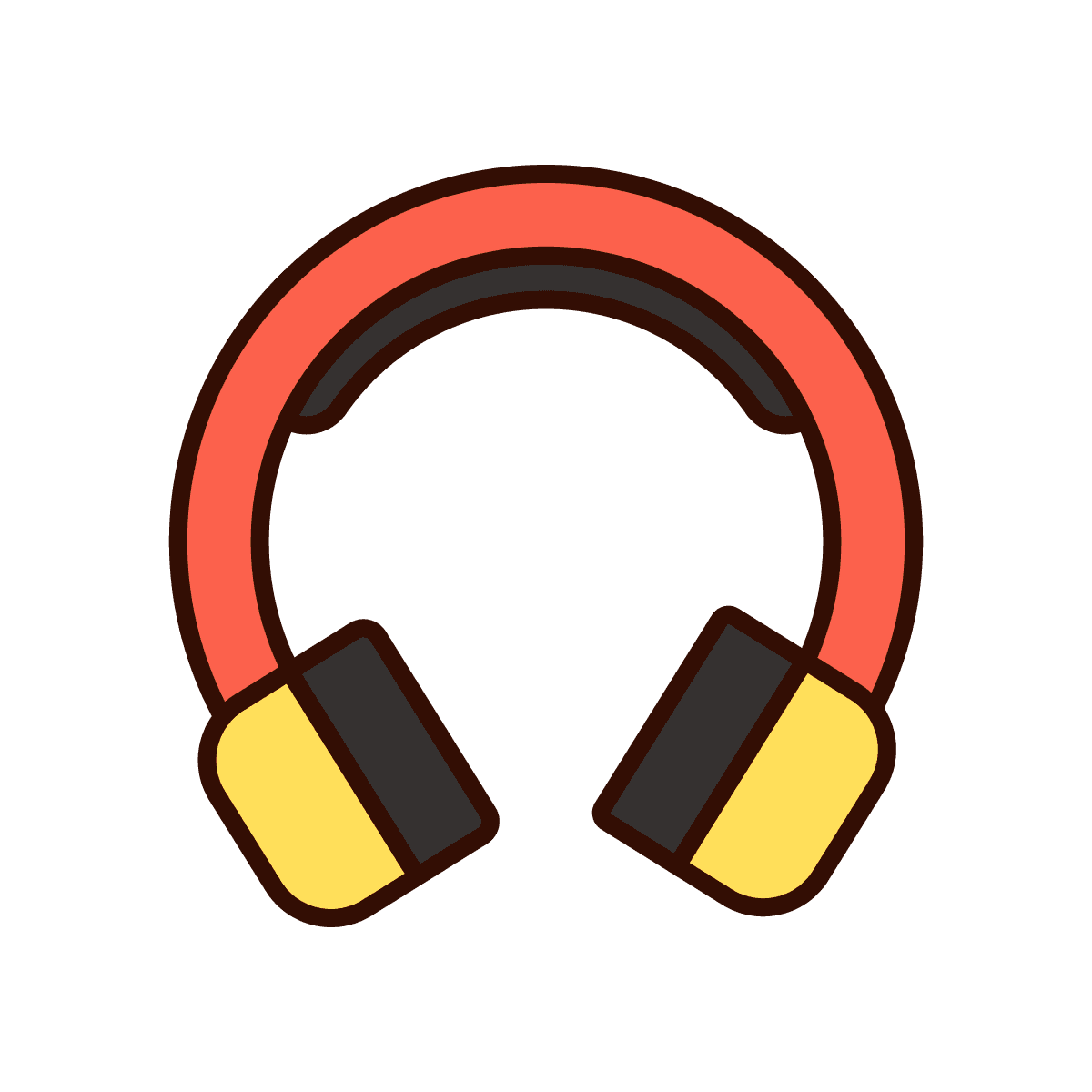 energetic bold line art headphones icon for music apps