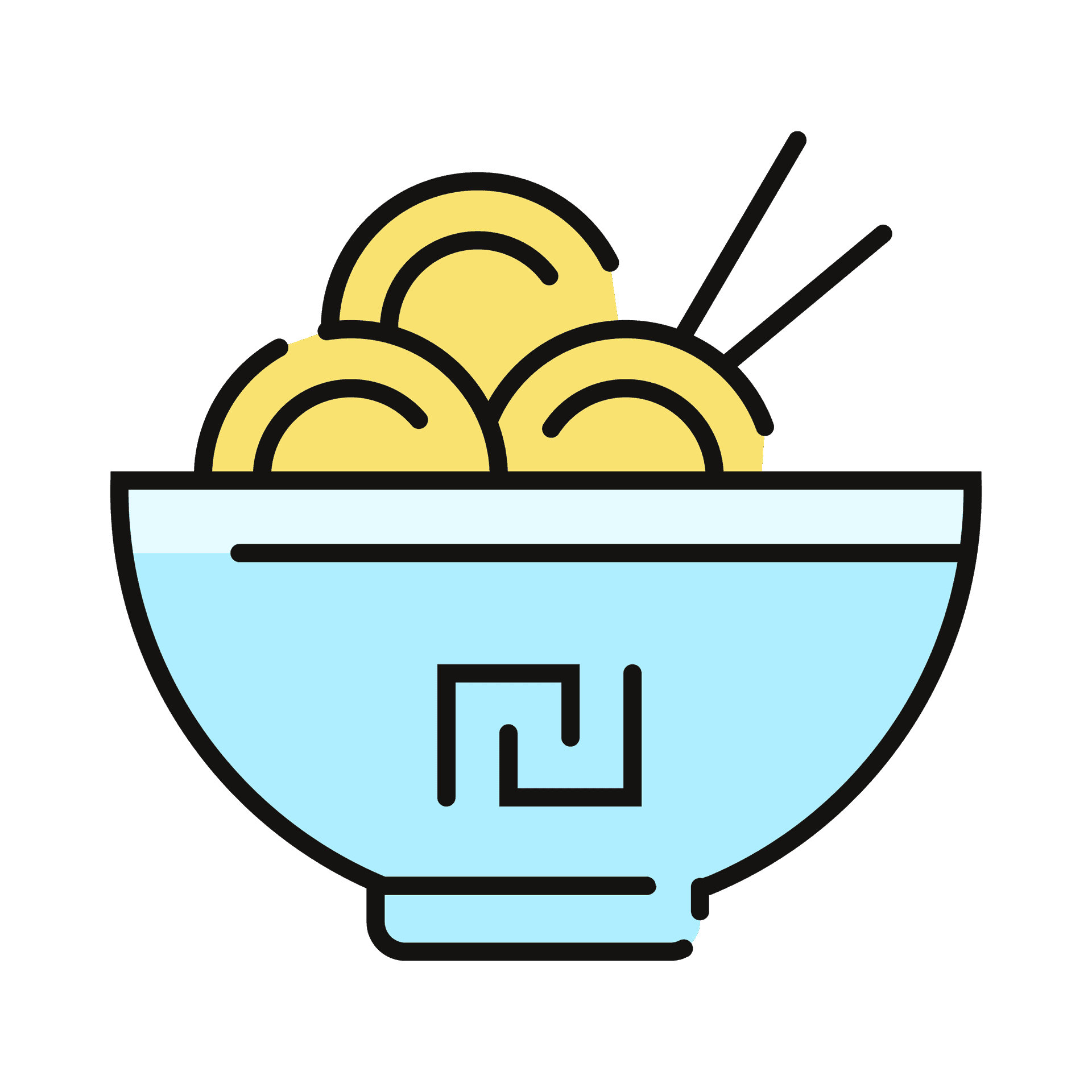 minimal yellow food bowl icon illustration design