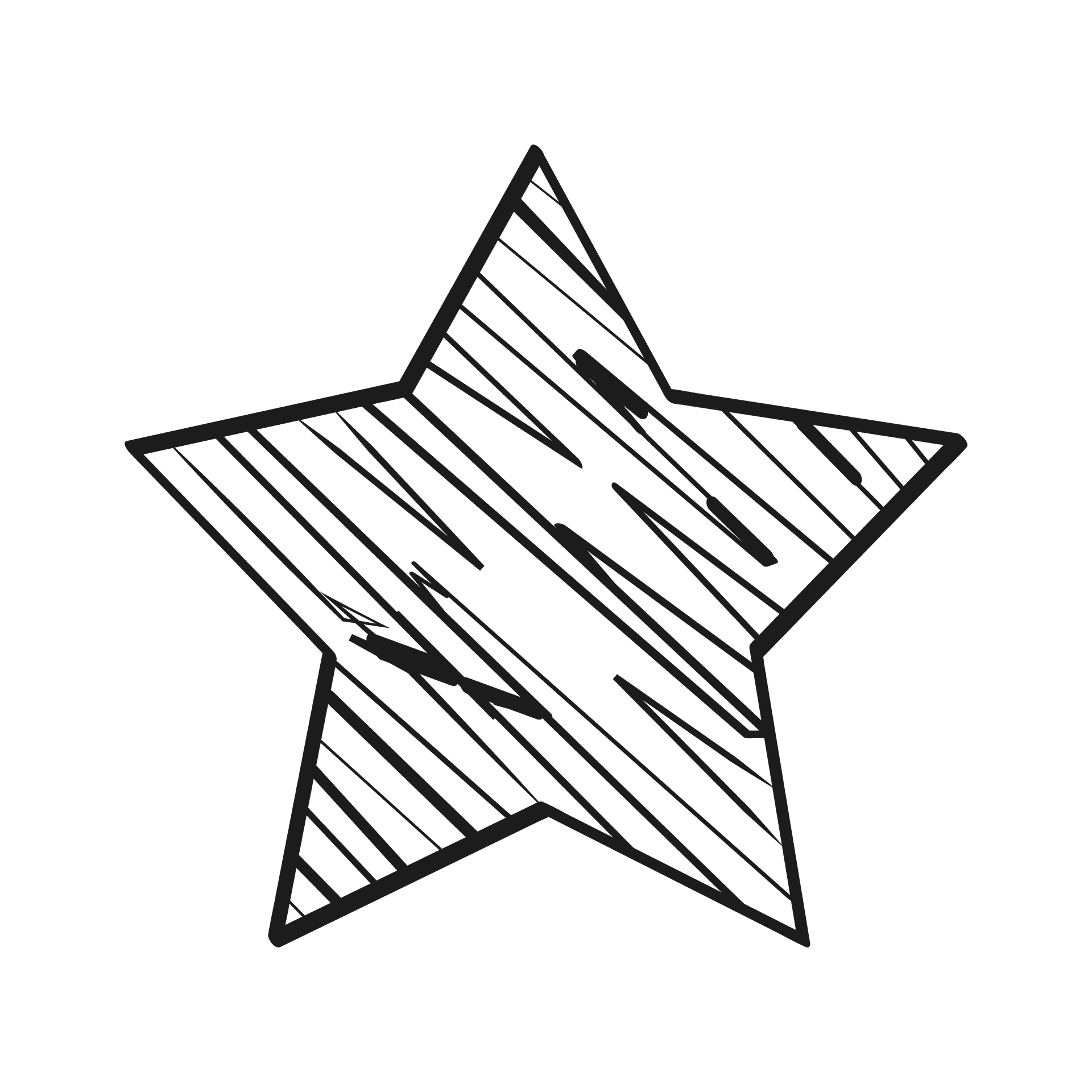 hand-drawn sketchy element of a five-pointed star outline with fill