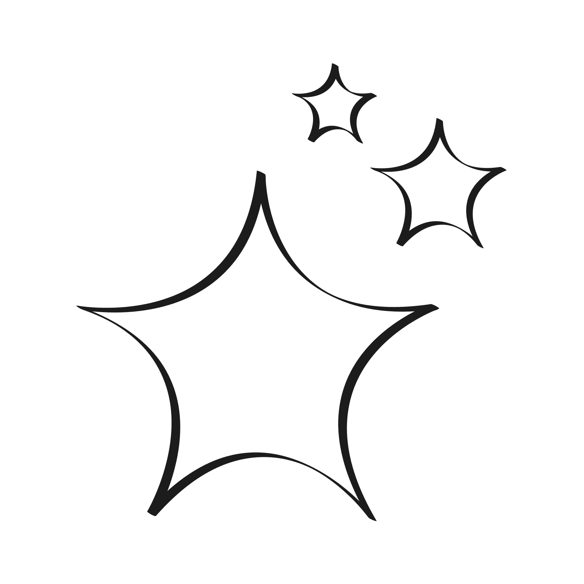 simple hand-drawn element of three stars in a sketch style