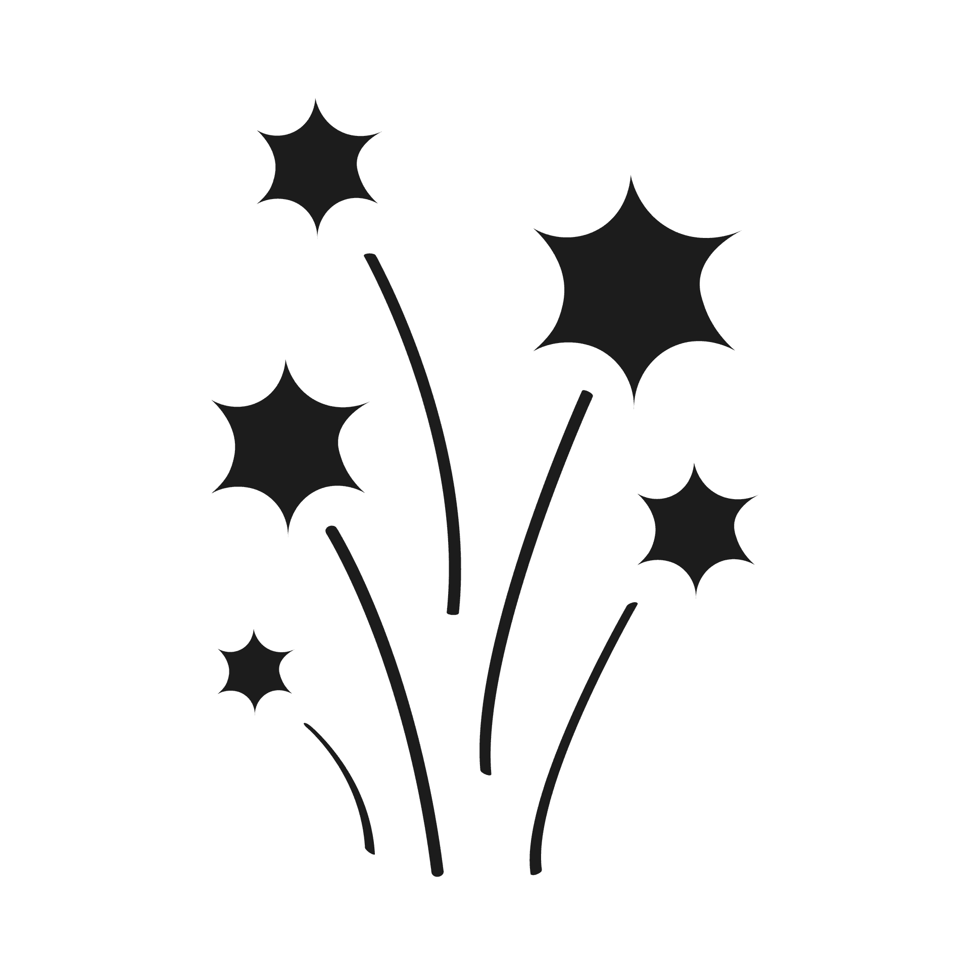 stylized element resembling fireworks or a burst of stars