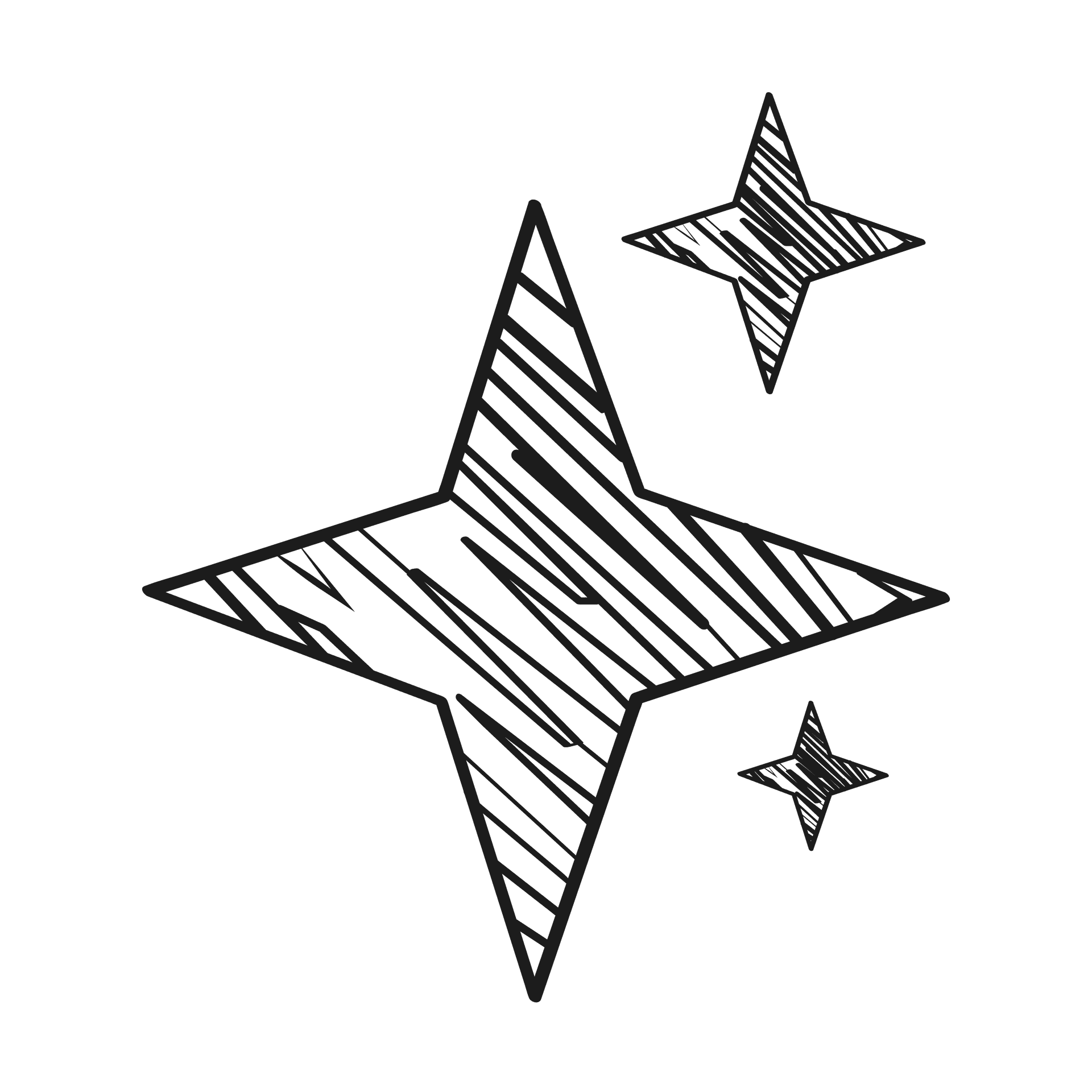 hand-drawn sketchy element with multiple filled star shapes
