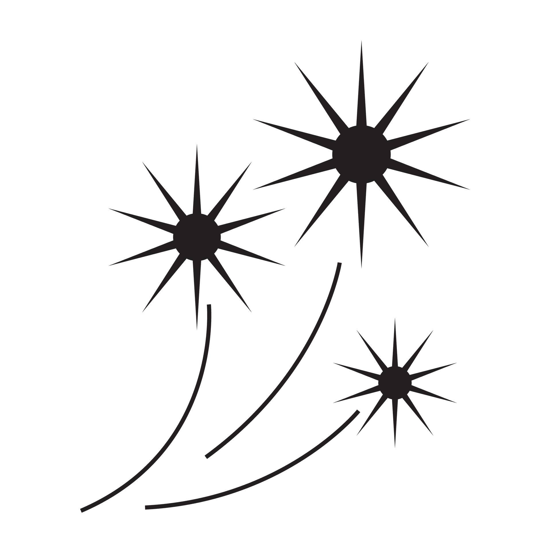 simple flat starburst elements with motion lines