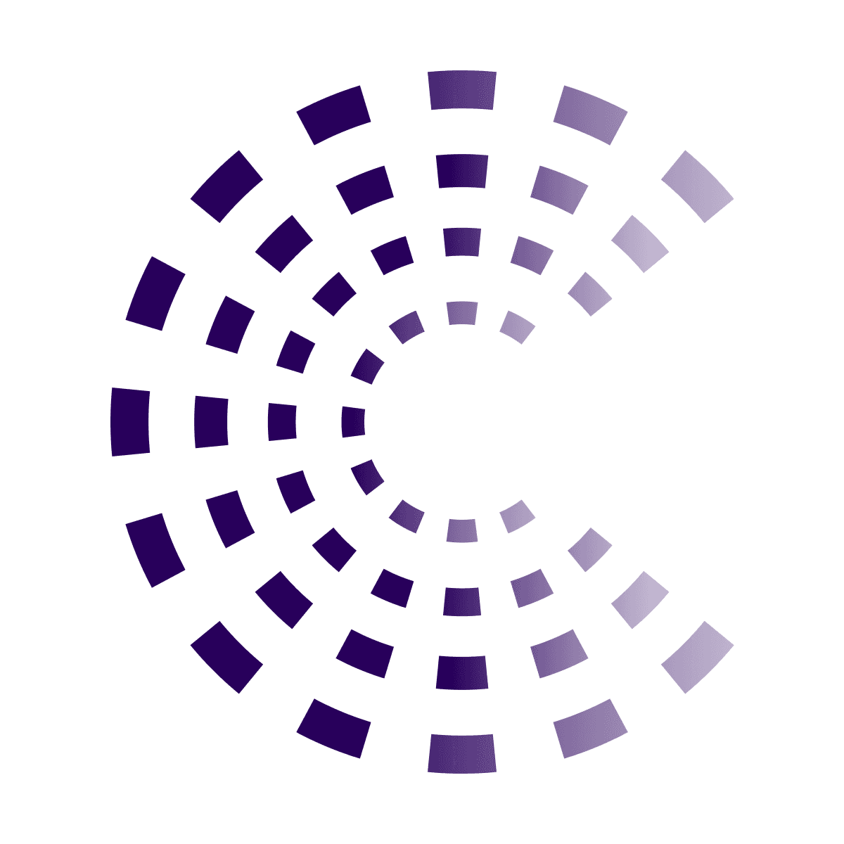 abstract purple letter c logo with geometric rectangle pattern