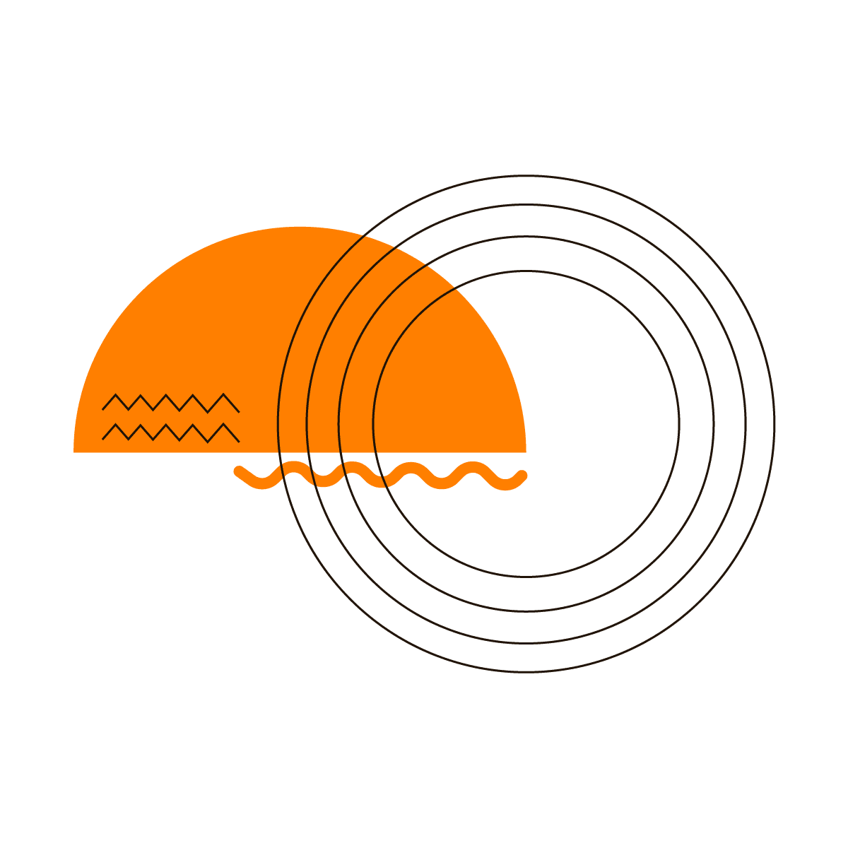 geometric orange sun abstract vintage icon