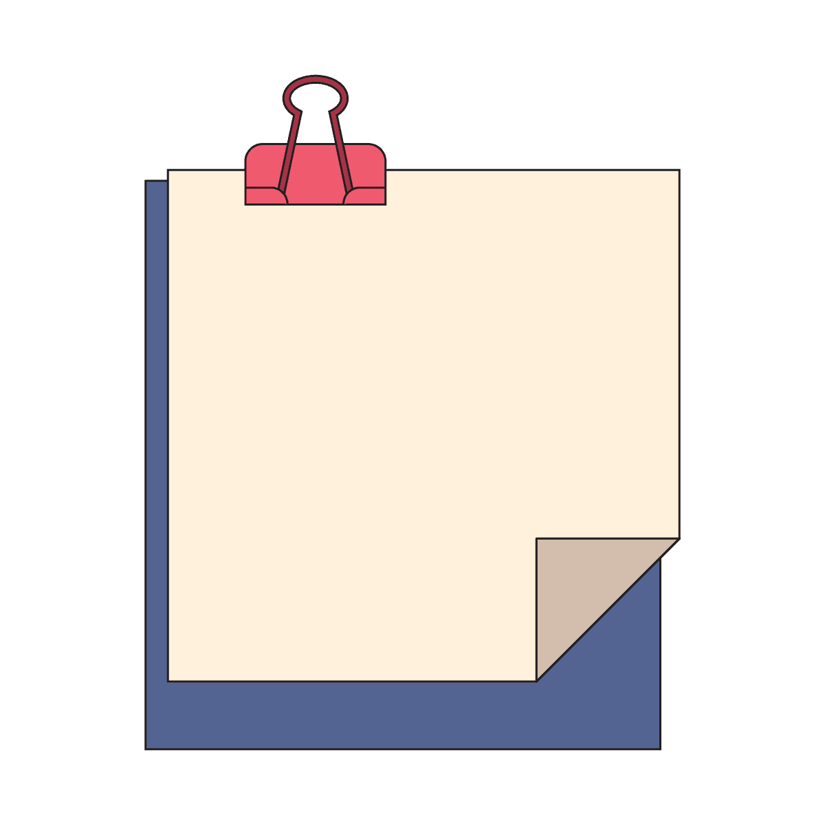 minimal note paper with binder clip stationery design