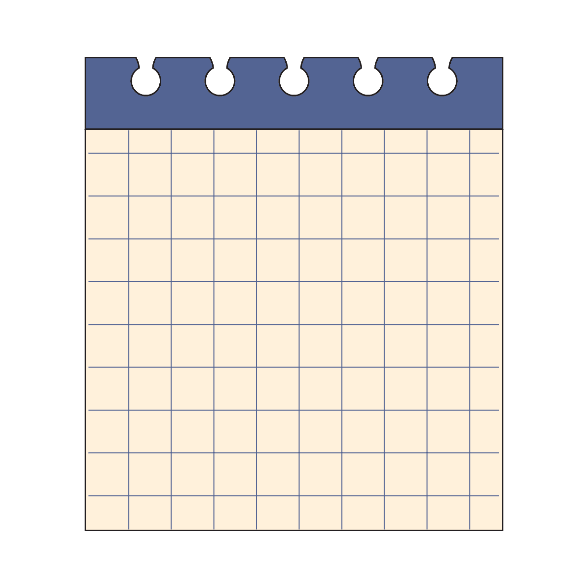 blue header grid paper stationery design
