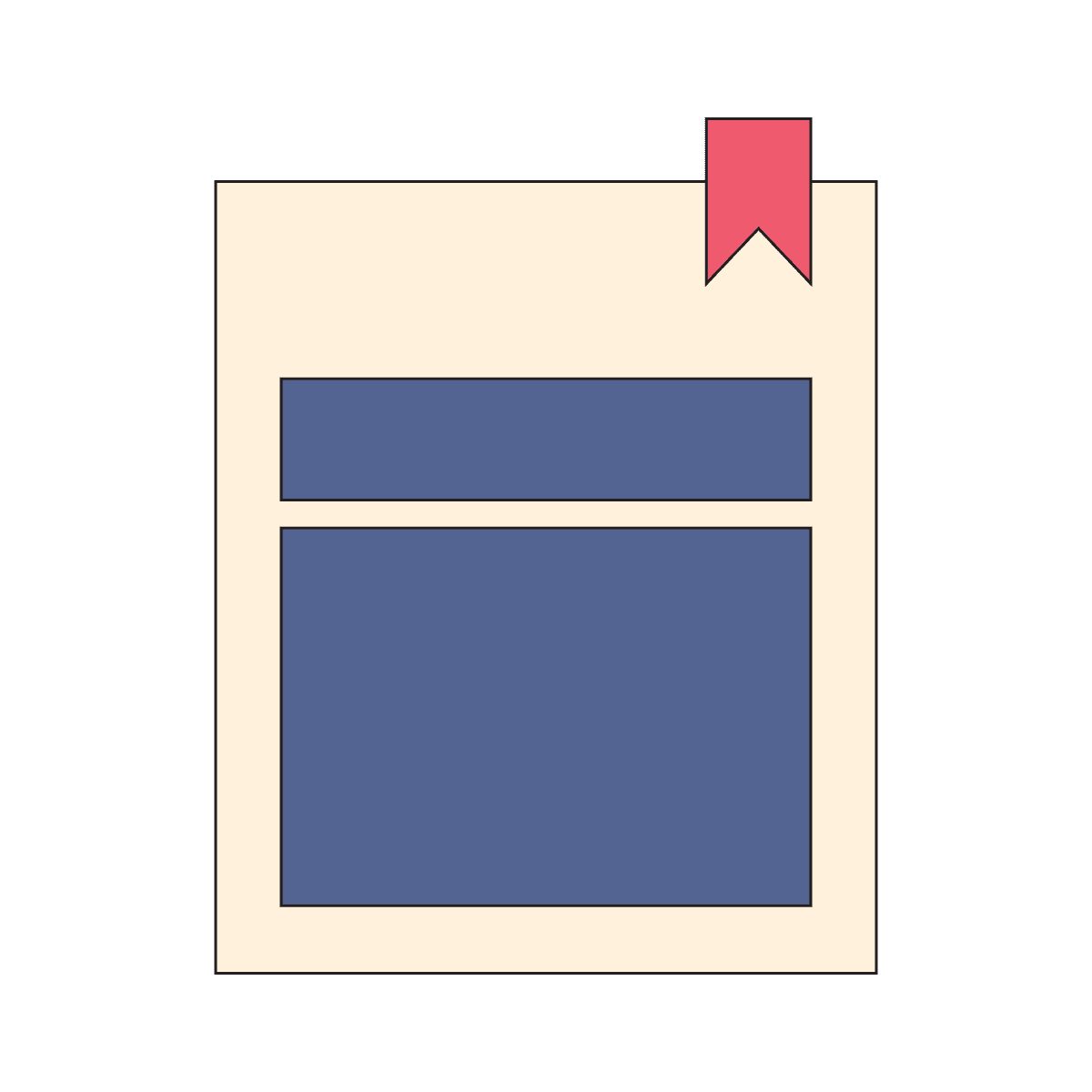 minimalist book cover design with red bookmark icon