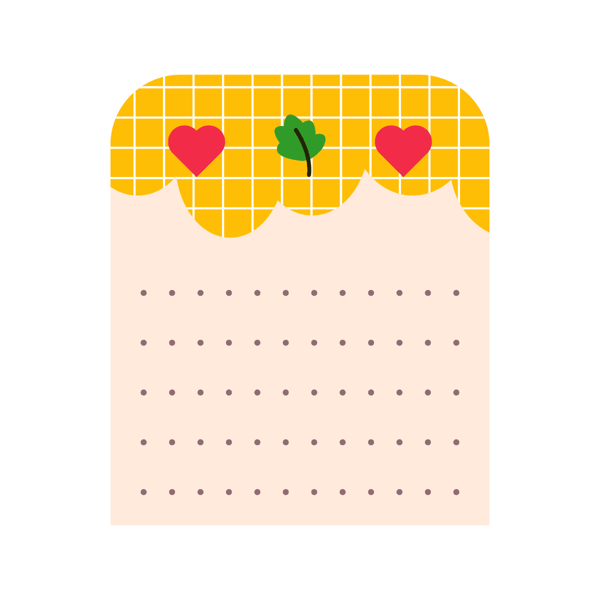 playful notes sticker with cute heart pattern design