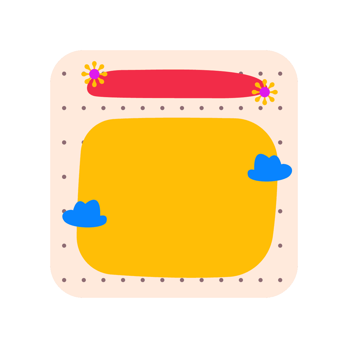 playful blank square with cute cloud illustration