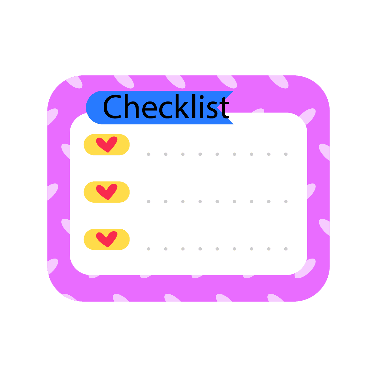 playful checklist cute stationery, purple heart design
