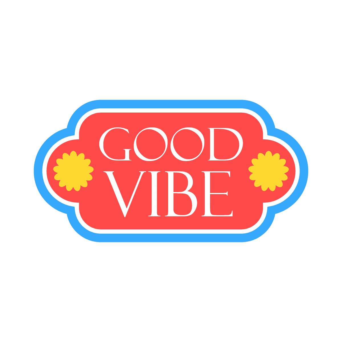 playful retro good vibe badge with vibrant primary colors