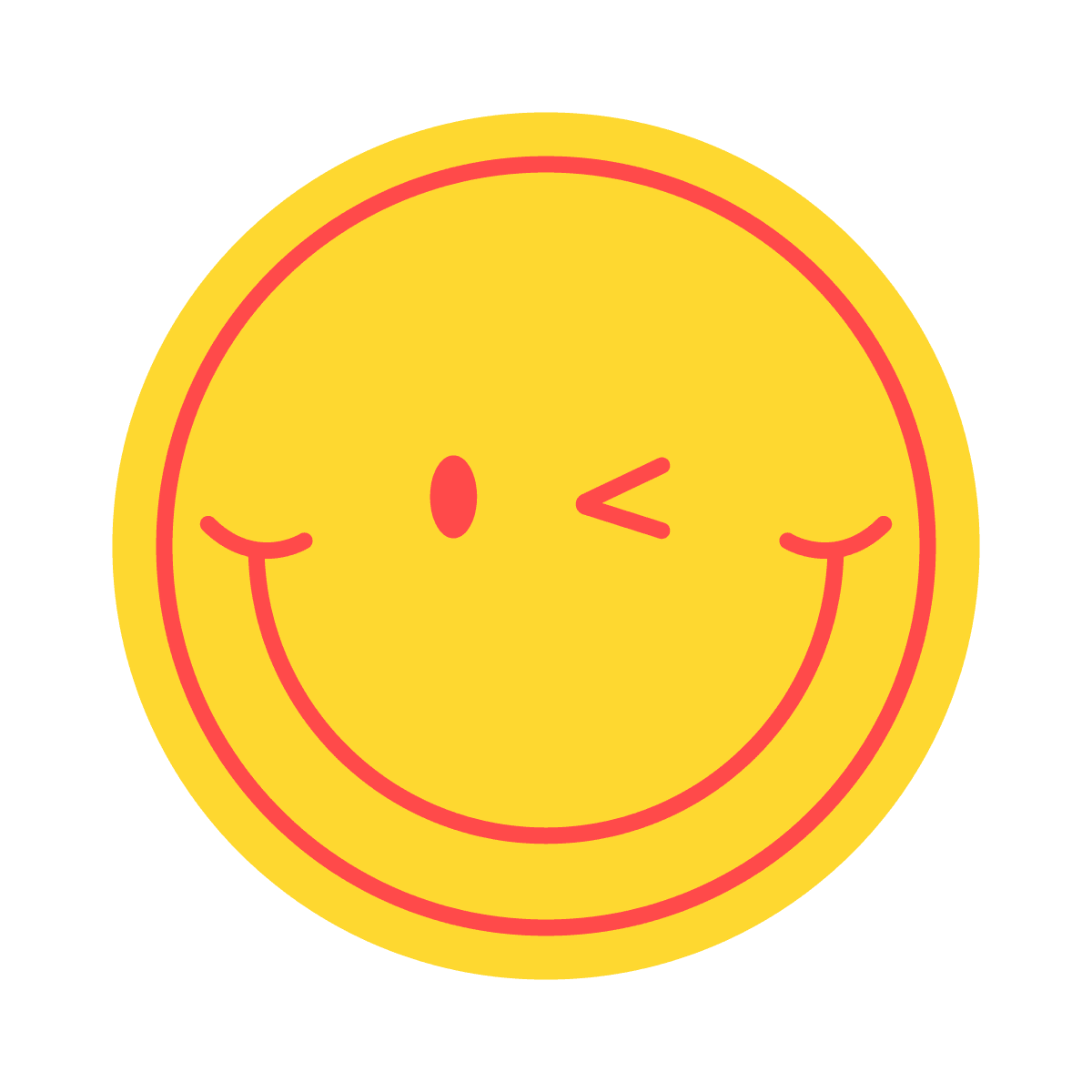 vibrant playful winking smiley face sticker for digital designs