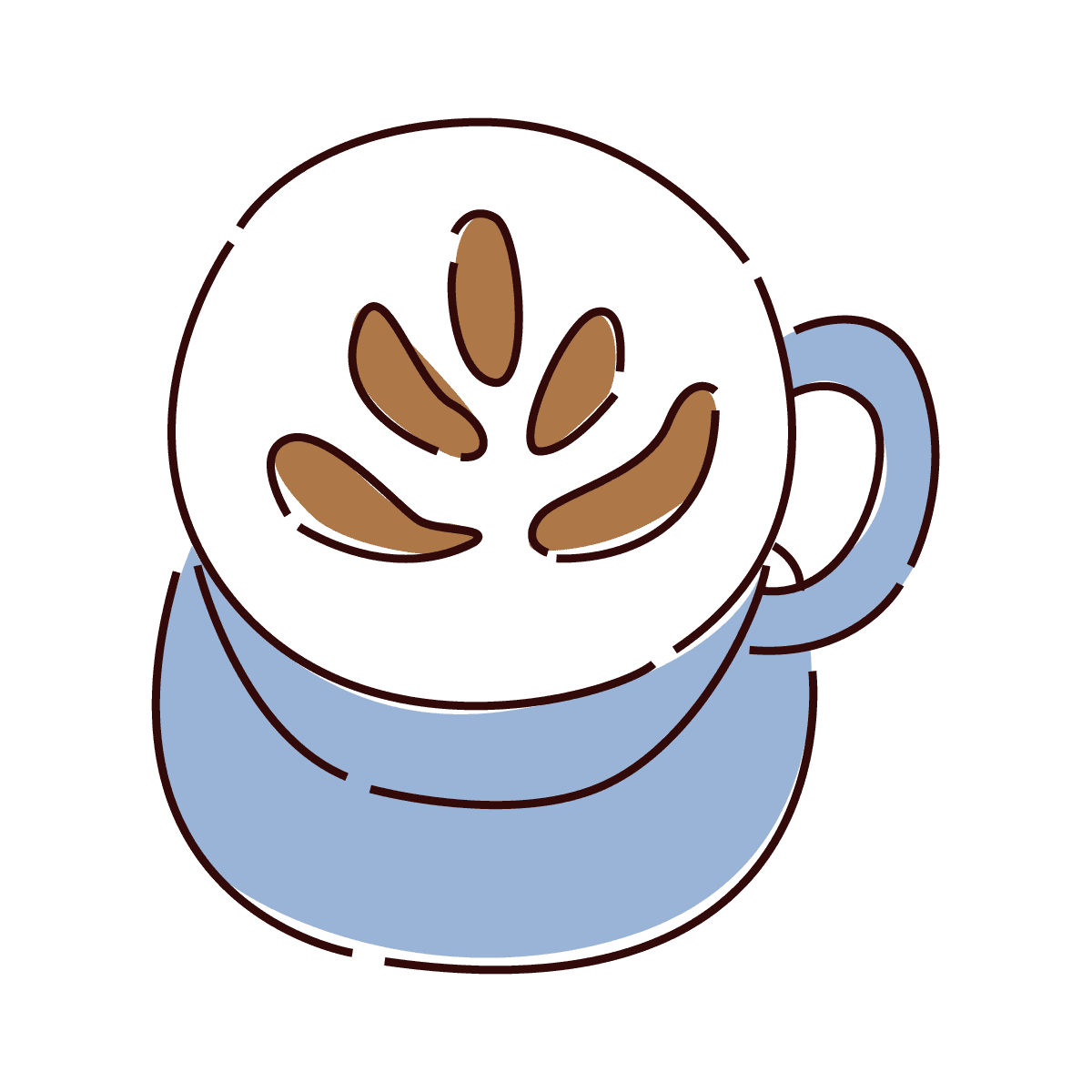 blue latte art icon in minimal style