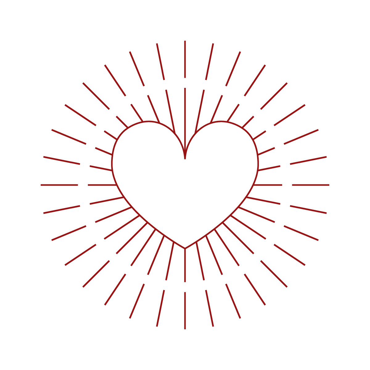 radiant minimal line art heart sunburst for loving celebration designs