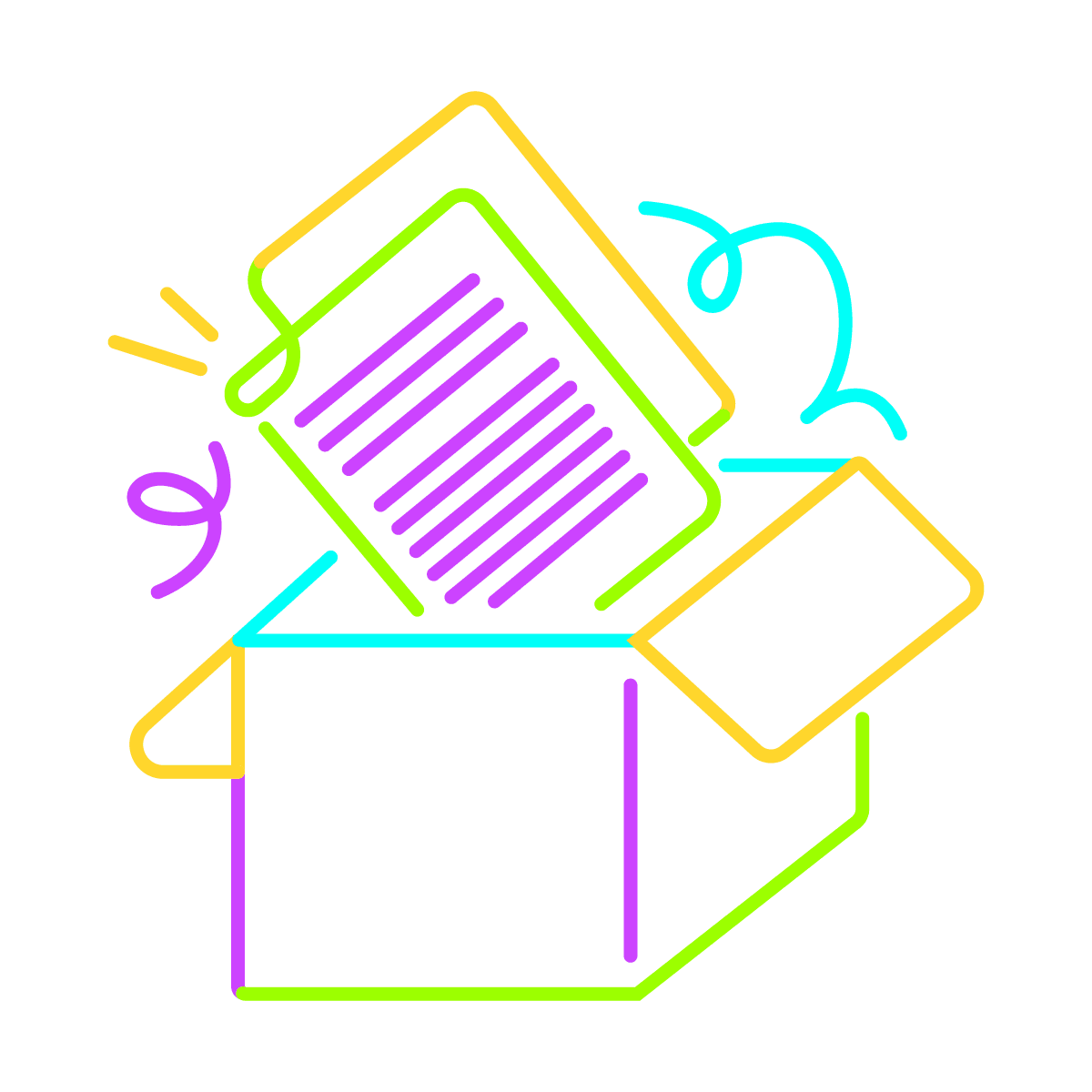 vibrant neon box opened illustration icon design