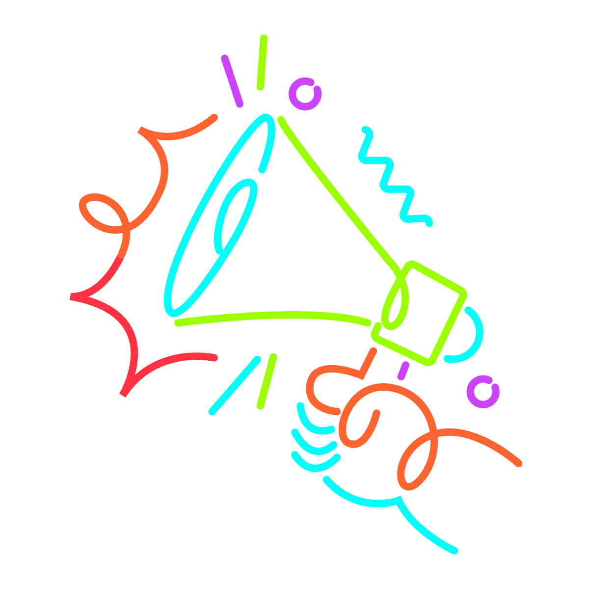 vibrant line art annoucement with megaphone illustration